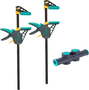 🔥 Angebote & Aktionen – wolfcraft XL 8624000 Single-Handed Clamps Set Flexible Spans of up to 1060 mm Clamping Force 120 kg 2 One-Handed Clamps PRO L + Connector