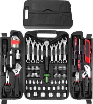 🔥 Angebote & Aktionen – Tool Box 95-Piece Tool Set in Sturdy Plastic Case, Tool Box Household Tool Set with Ratchet Socket Wrench Set, Screwdriver Set, Tool Box for DIY Car Garage