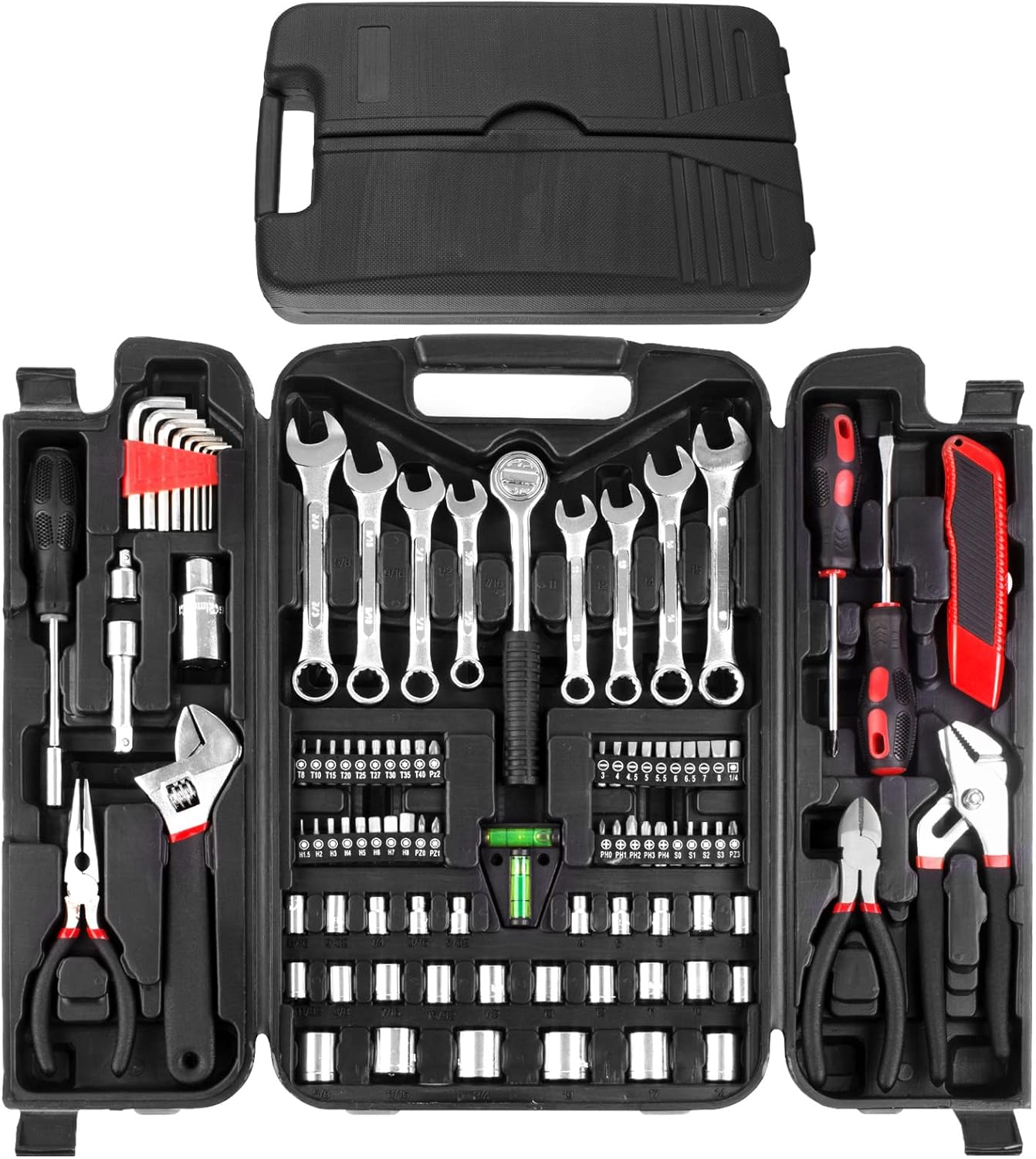 🔥 Angebote & Aktionen – Tool Box 95-Piece Tool Set in Sturdy Plastic Case, Tool Box Household Tool Set with Ratchet Socket Wrench Set, Screwdriver Set, Tool Box for DIY Car Garage