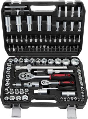 🚗 KFZ & Werkstatt – 108-Piece Socket Spanner Set, Ratchet Box 1/2 Inch 1/4 Inch Socket Spanner and Bit Set, Socket Spanner Set, Ratchet and Socket Set Ratchet Box Socket Box