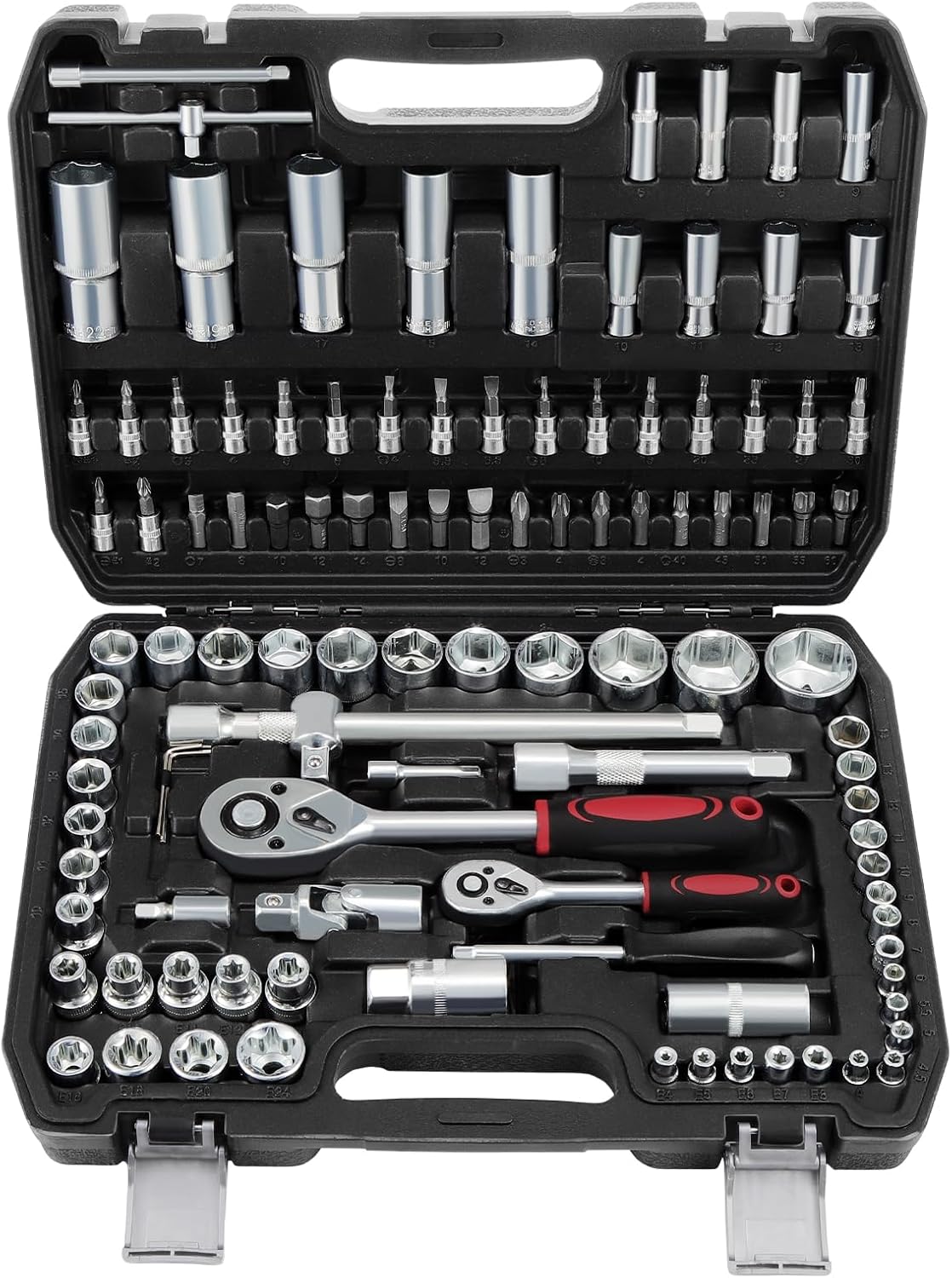 🚗 KFZ & Werkstatt – 108-Piece Socket Spanner Set, Ratchet Box 1/2 Inch 1/4 Inch Socket Spanner and Bit Set, Socket Spanner Set, Ratchet and Socket Set Ratchet Box Socket Box