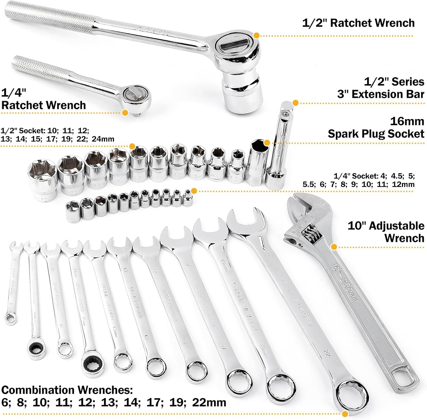 🚗 KFZ & Werkstatt – DOWELL 85 Piece Tool Kit for Car Mechanics, Complete for Car, Motorcycle, Engine and Garage Repairs with Sockets, Ratchet Wrenches, Pliers and More – Bild 3