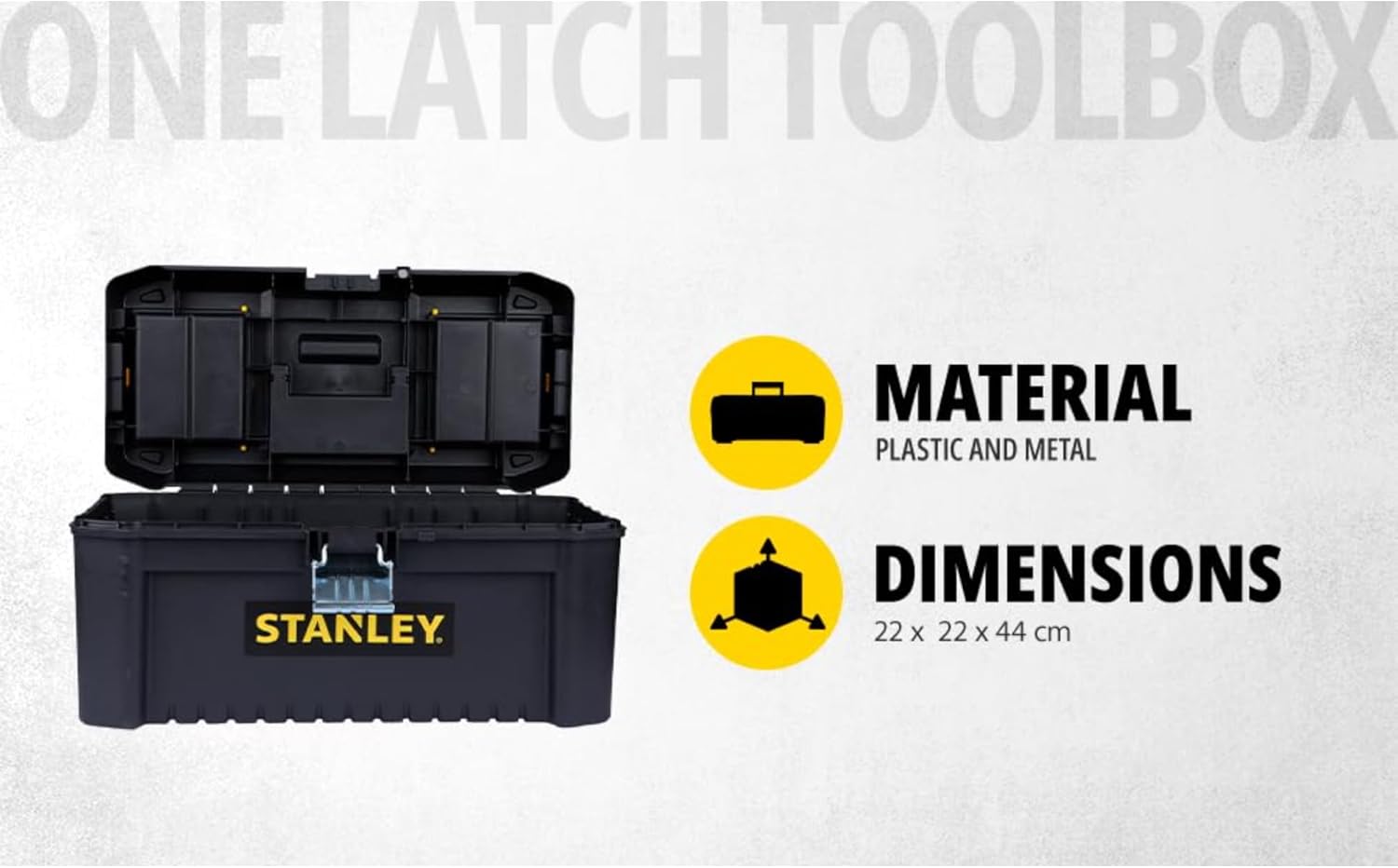 ⚒️ Bau & Montage – Stanley STST1-75518 Essential 16 Zoll Werkzeugkasten mit Metallverschlüssen, Schwarz/Gelb, Zoll – Bild 5