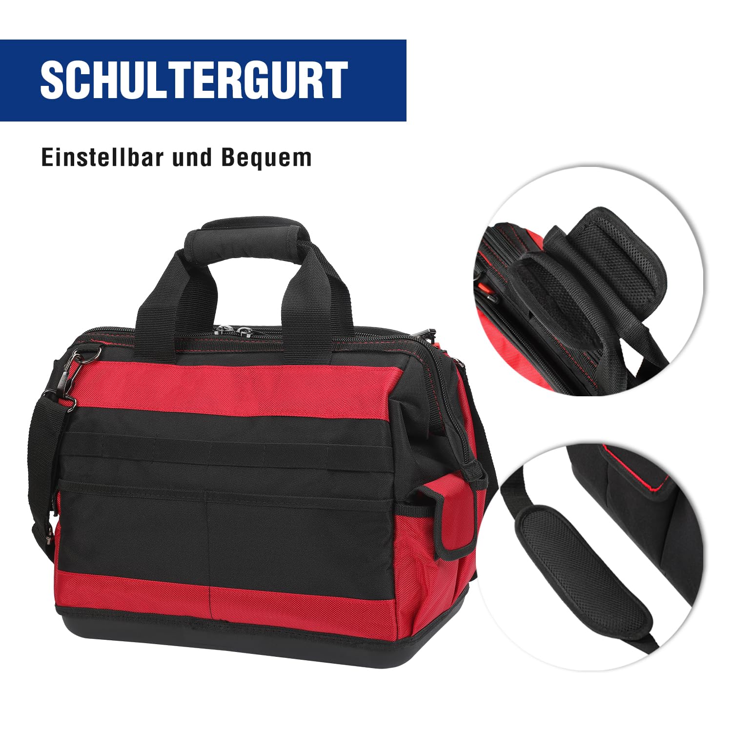 ⚡ Elektro & Technik – WORKPRO Elektriker-Werkzeugtasche, robustes 1680D-Polyester, mit breiter Reißverschlussöffnung, Tragegriff und verstellbarem Schultergurt, 42 x 25 x 34 cm – Bild 7
