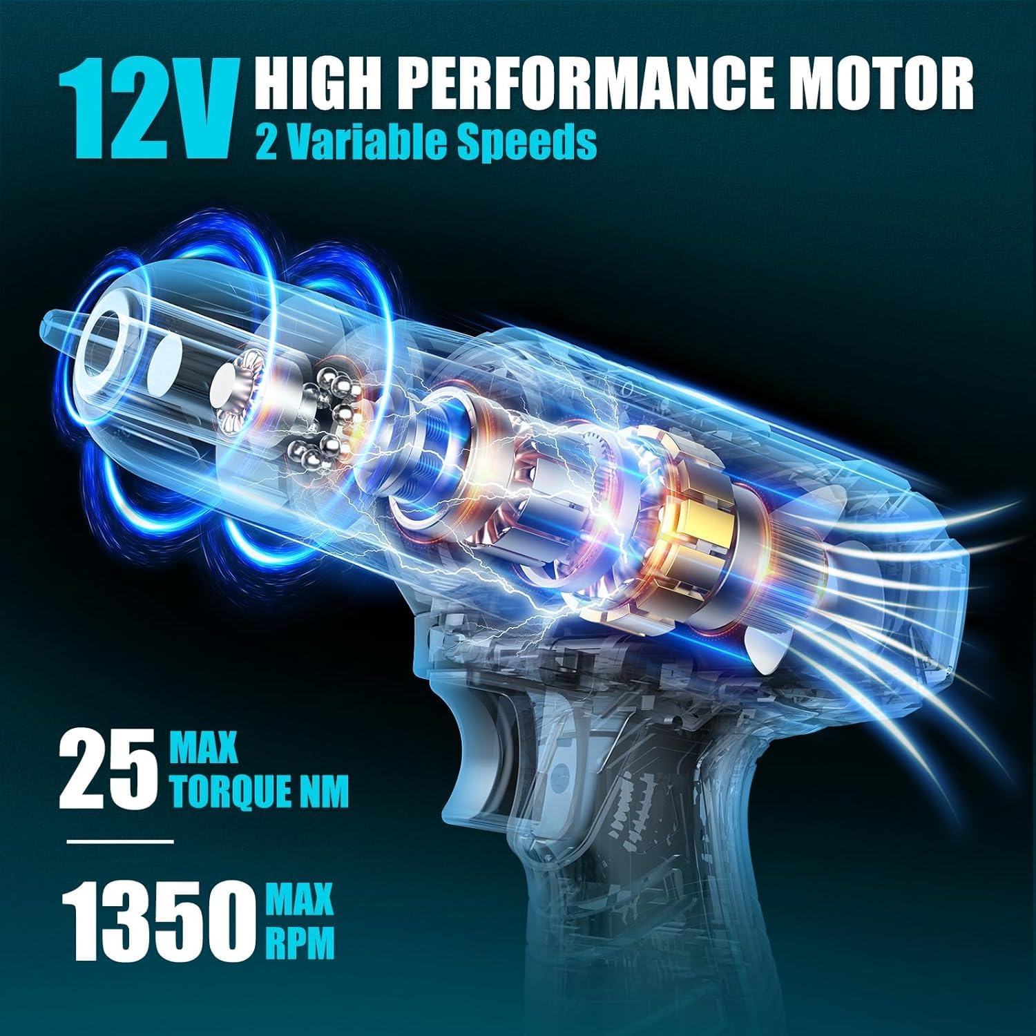 🔥 Angebote & Aktionen – Sundpey Tool Box Filled 206 Pieces, 12 V Cordless Screwdriver for Tightening / Loosening Screws, Household Tool Box Tool Case Tool Set for Household Repairs and DIY, Blue – Bild 4