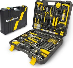 ⚒️ Bau & Montage – ENVENTOR Werkzeugkoffer gefüllt 280-teilig – Haushaltswerkzeug-Set, Werkzeugkoffer mit Schraubendreher-Set, Hammer, Zange und Ratschen-Steckschlüsselsatz, Werkzeugkoffer für Haushalt, Heimwerker, Auto, Garage