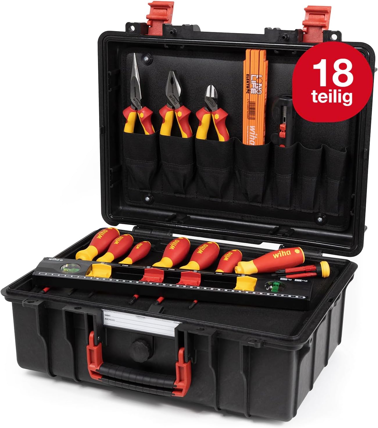⚡ Elektro & Technik – Wiha Lehrlingskoffer Elektroinstallation 18-teilig VDE I Elektriker-Werkzeugkoffer gefüllt I Werkzeugset für Profi & Azubi I Elektriker-Werkzeug