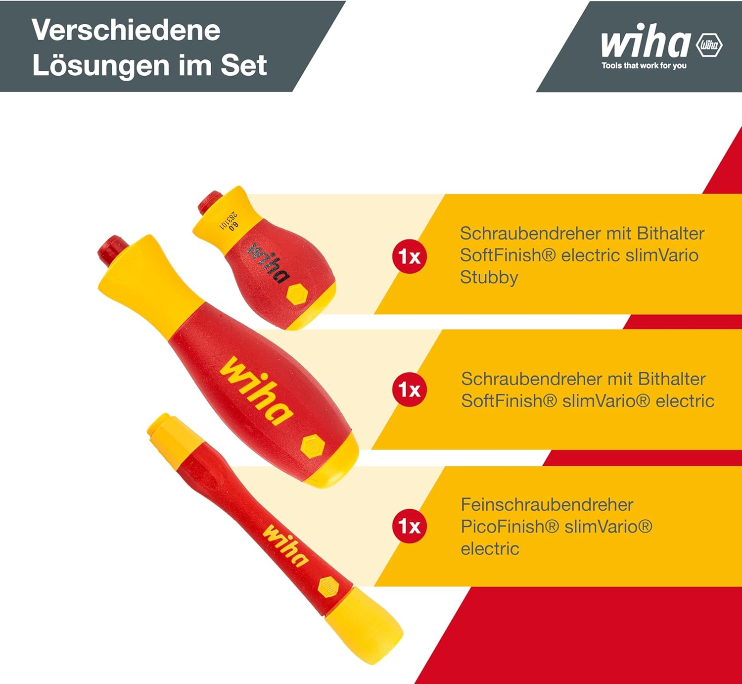 ⚡ Elektro & Technik – Wiha 43465 slimVario Elektrowerkzeug-Set, gemischt, 32-teilig im Funktionskoffer – Bild 3