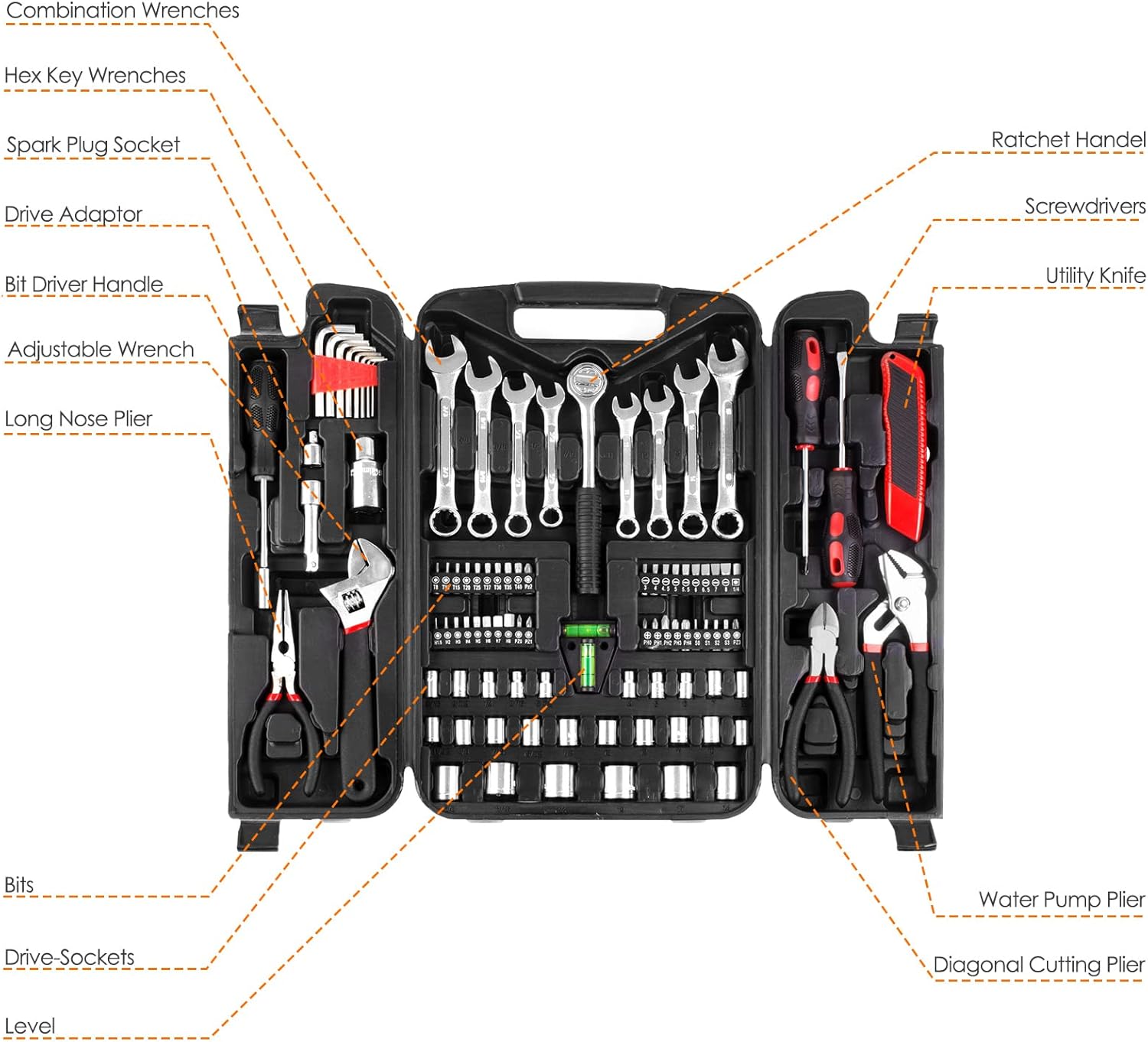 🔥 Angebote & Aktionen – Tool Box 95-Piece Tool Set in Sturdy Plastic Case, Tool Box Household Tool Set with Ratchet Socket Wrench Set, Screwdriver Set, Tool Box for DIY Car Garage – Bild 3