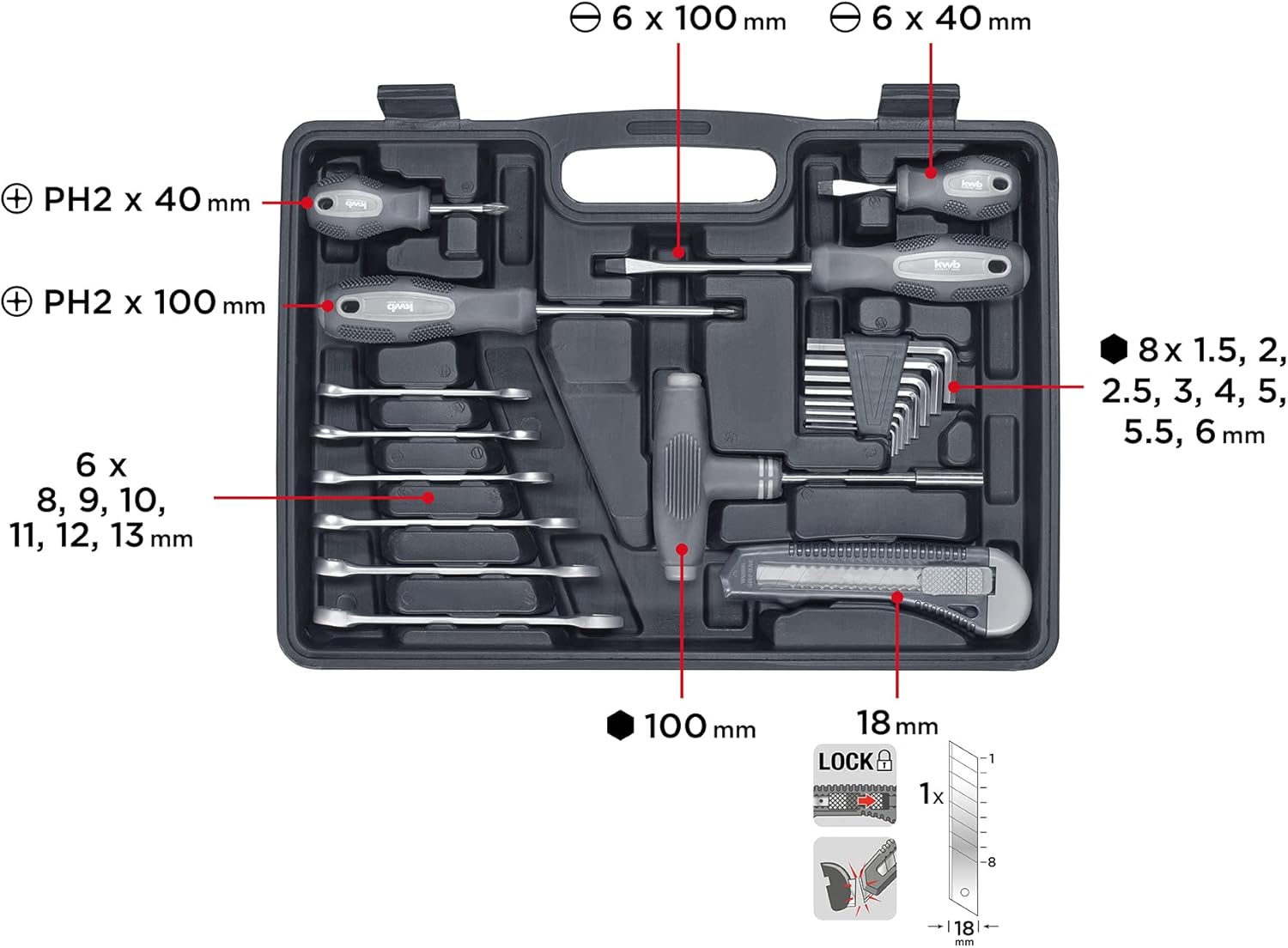 🔥 Angebote & Aktionen – kwb DIY Set, 63 Piece Tool Case incl. Tool Set, in Plastic Case – Bild 3