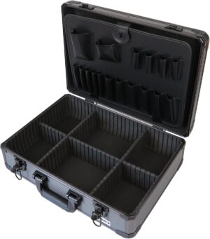 ⚡ Elektro & Technik – HMF 14601-02 Werkzeugkoffer aus Aluminium, leer, mit verstellbaren Fächern, 46 x 15 x 33 cm