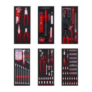⚒️ Bau & Montage – Original Einhell 6-Pads Werkzeugset für Werkstattwagen – 287-teilig inkl. Präzisions- & Spezialbits, Zange, Schrauben, Steckschlüssel, Wasserwaage, Hammer & Maßband