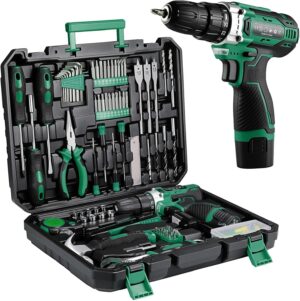 🔥 Angebote & Aktionen – TLGREEN Tool Box Cordless Screwdriver Set Filled 138 Pieces with 12 V Battery Drill Tool Set for Repairs and Maintenance, Tool Box Power Tool Household DIY (Green)