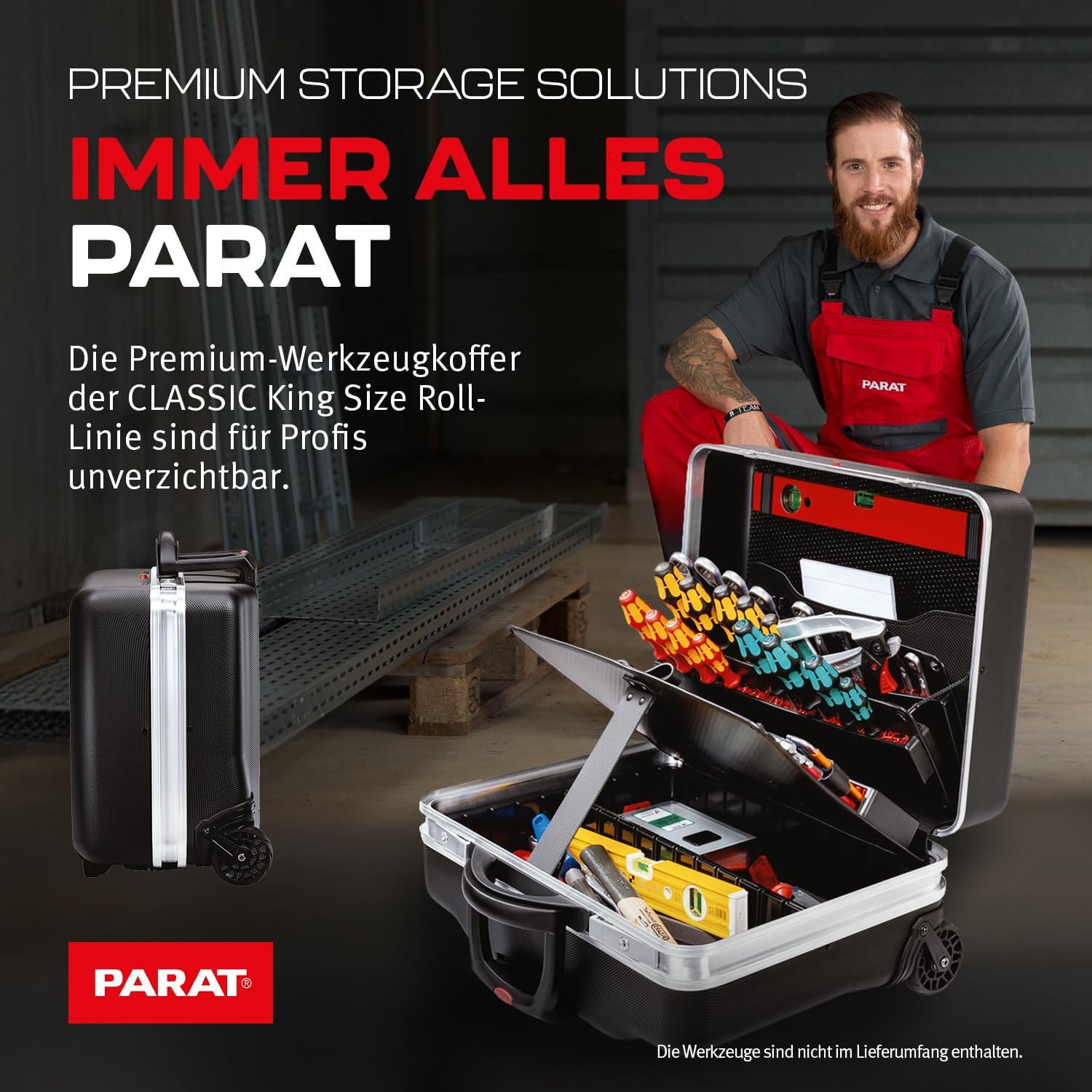 ⚡ Elektro & Technik – PARAT Classic KingSize Roll neo CP-7 | Werkzeugkoffer für 60 Werkzeuge | Inklusive Basic Roll-Up Case 8 | Rollkoffer mit CP-7-Halterungen | Bodenablage und Dokumentenfach | mit Teleskopschublade und Rädern – Bild 2