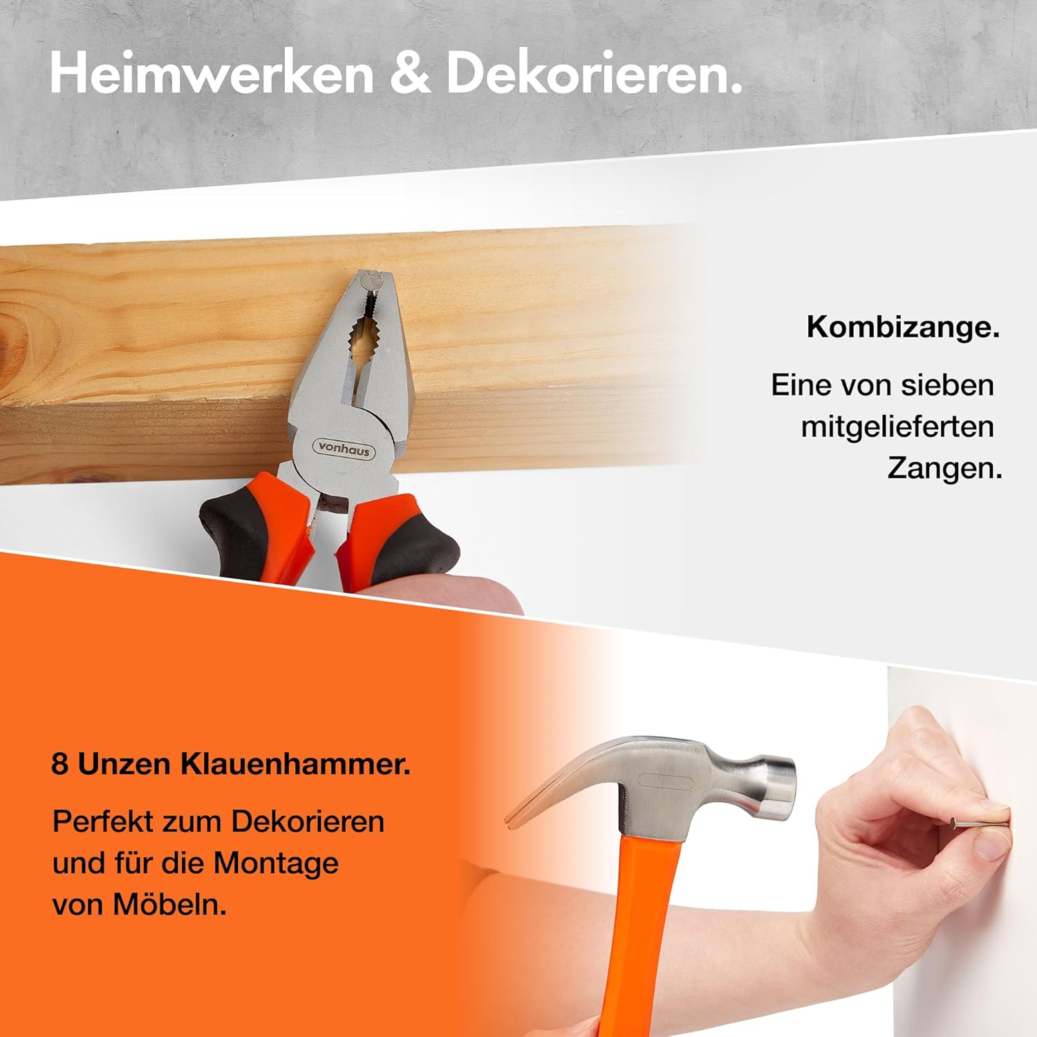 ⚡ Elektro & Technik – VonHaus Werkzeugset – Ultimativer 120-teiliger Werkzeugkasten – inklusive Werkzeug, LED-Taschenlampe, Inbusschlüssel, 3M-Maßband und mehr – DIY-Set, perfekt für Anfänger – mit Werkzeugkasten – Bild 7