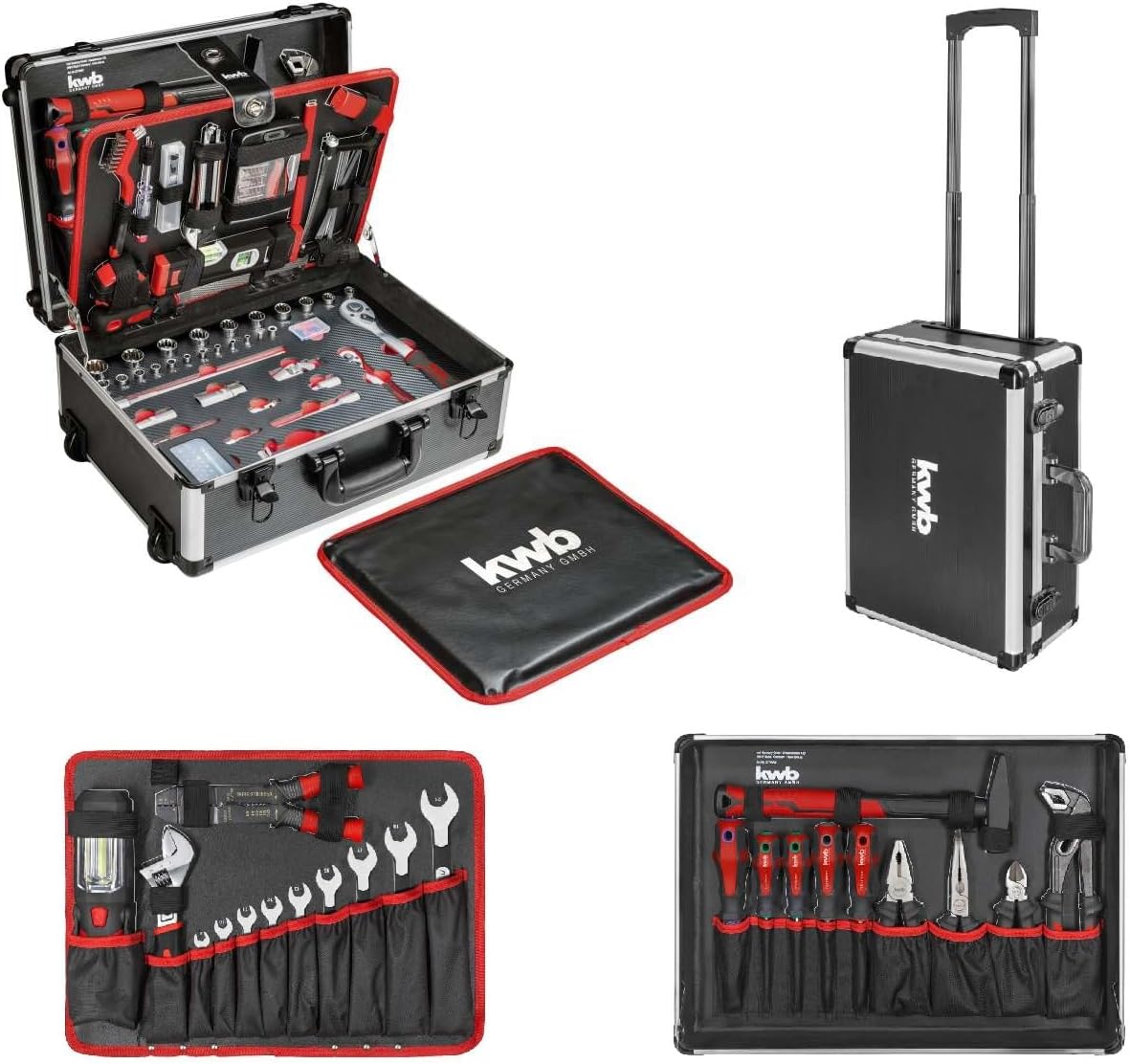 🔥 Angebote & Aktionen – kwb 175 Piece Filled Trolley Tool Box with Sturdy Aluminium Case Large Tool Set for DIY and Craftsmen Lockable with 2 Keys