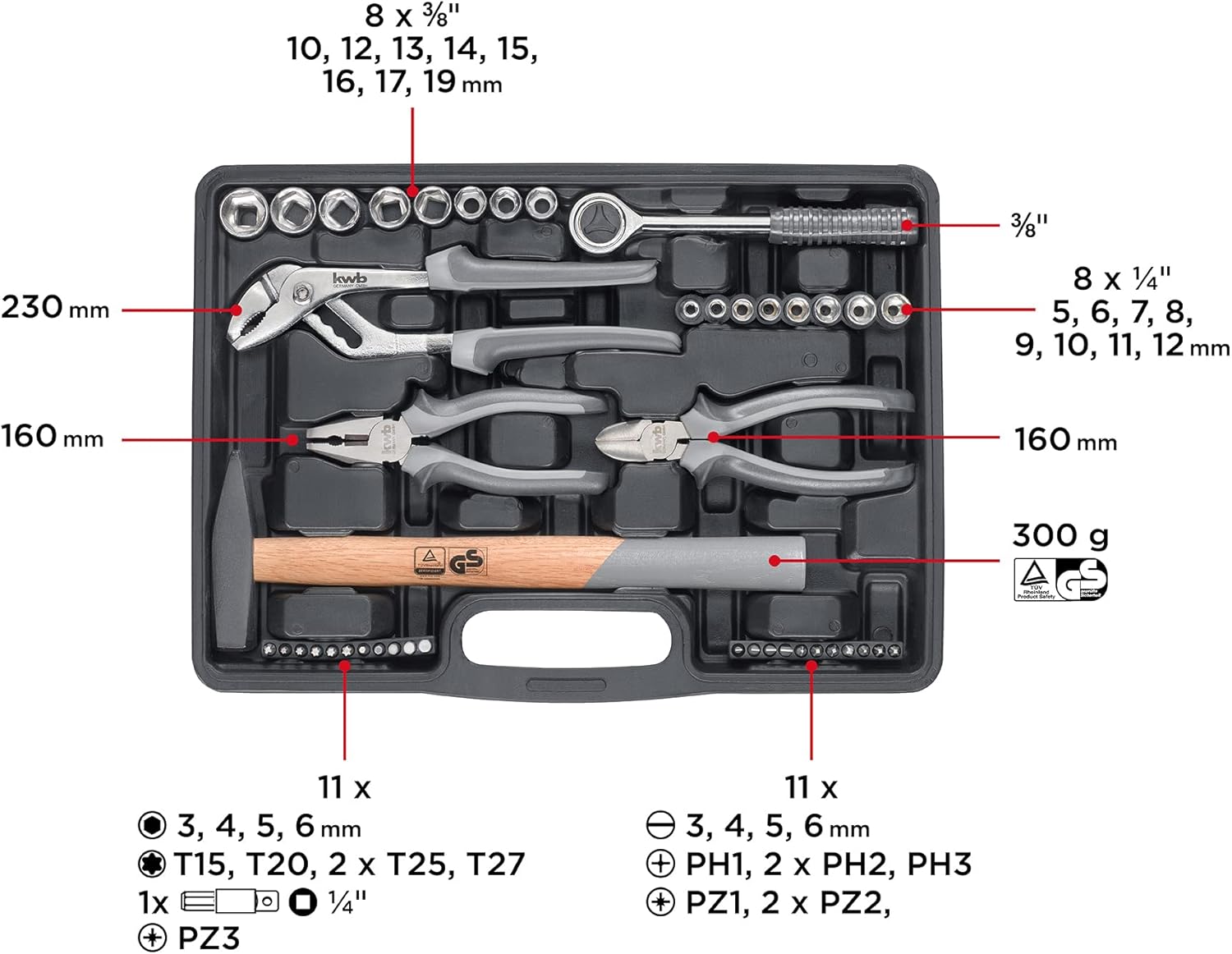 🔥 Angebote & Aktionen – kwb DIY Set, 63 Piece Tool Case incl. Tool Set, in Plastic Case – Bild 2