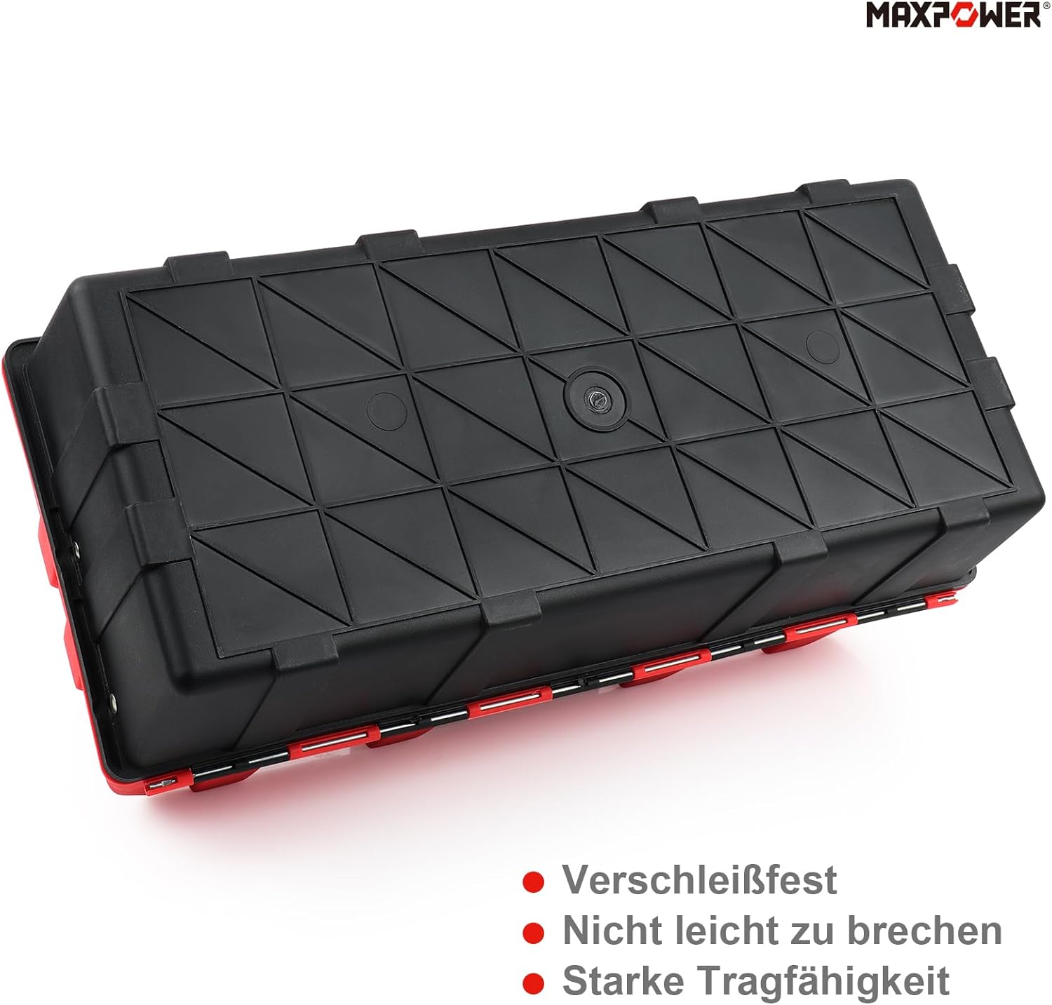 ⚒️ Bau & Montage – MAXPOWER Werkzeugkoffer leer, großer Werkzeugkasten mit 3 Schubladen, Werkzeugkasten 42 x 18 x 17 cm mit Metallverschluss, Werkzeugkasten aus schlagfestem Kunststoff für Hobby, Heimwerker – Bild 8