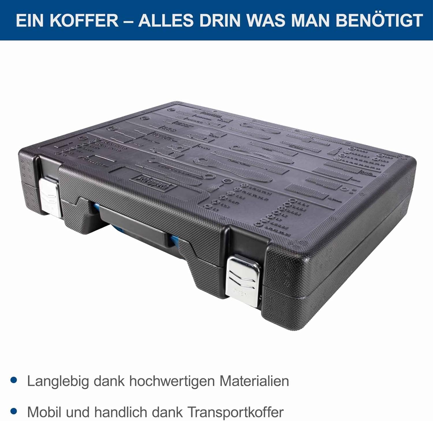 🚗 KFZ & Werkstatt – Scheppach TB217 Filled Tool Box | 217-Piece Tool Set | Tool Box with Socket Wrench, Bits, Ratchets, Open-End Spanner and Common Socket Set Ideal for Workshop – Bild 7