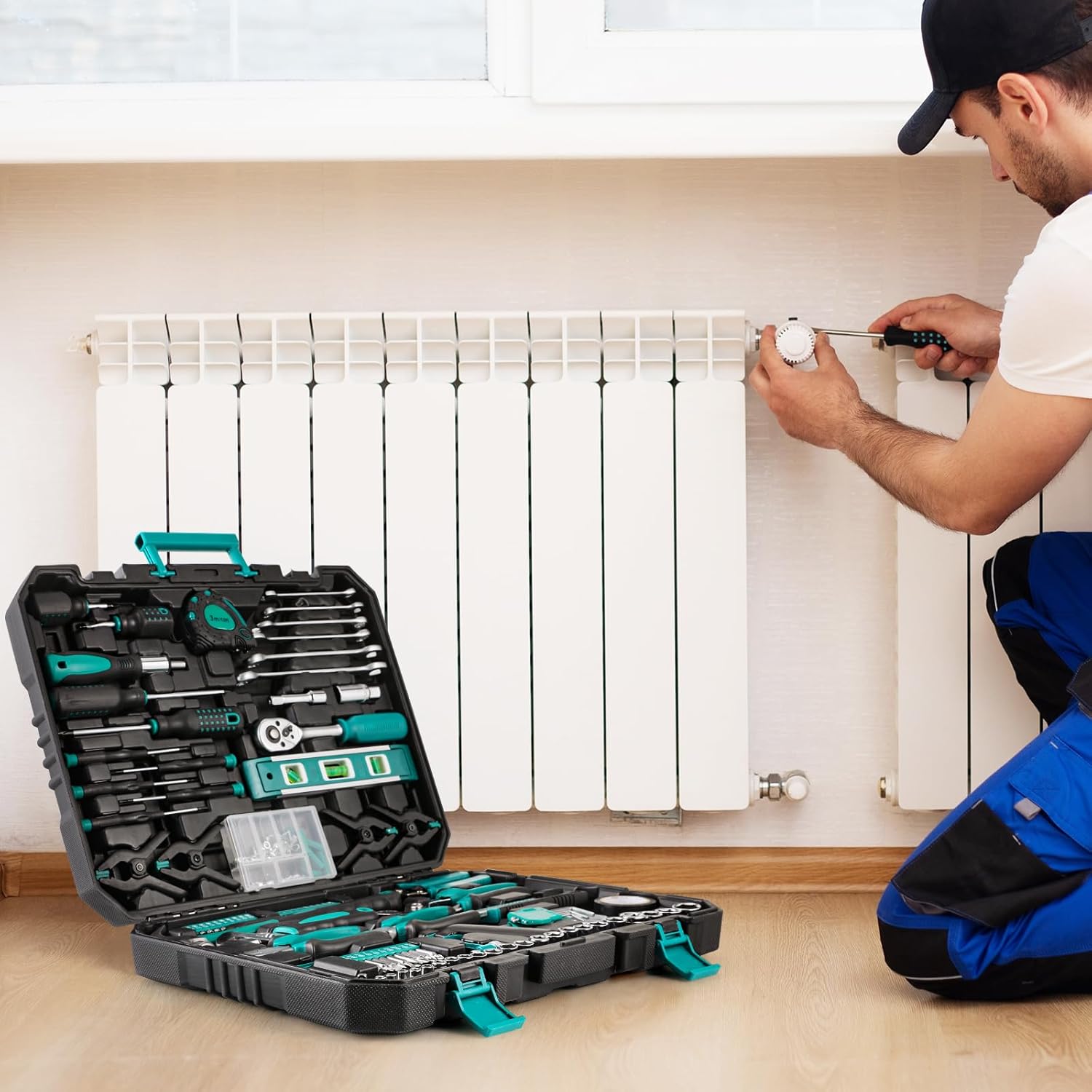 ⚒️ Bau & Montage – TLGREEN 198-teiliger, gefüllter Werkzeugkasten, Haushaltswerkzeug-Set mit Ratsche, Steckschlüssel-Set, Schraubendreher, Universal-Werkzeug-Sets – Bild 6