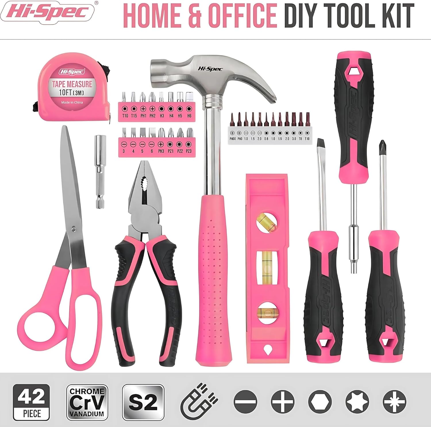 🔥 Angebote & Aktionen – Hi-Spec 39-piece home DIY tool set. Tools and 2-in-1 Screwdriver Bit Handle for Repairs Includes lobster clasp fob and mini bottle opener