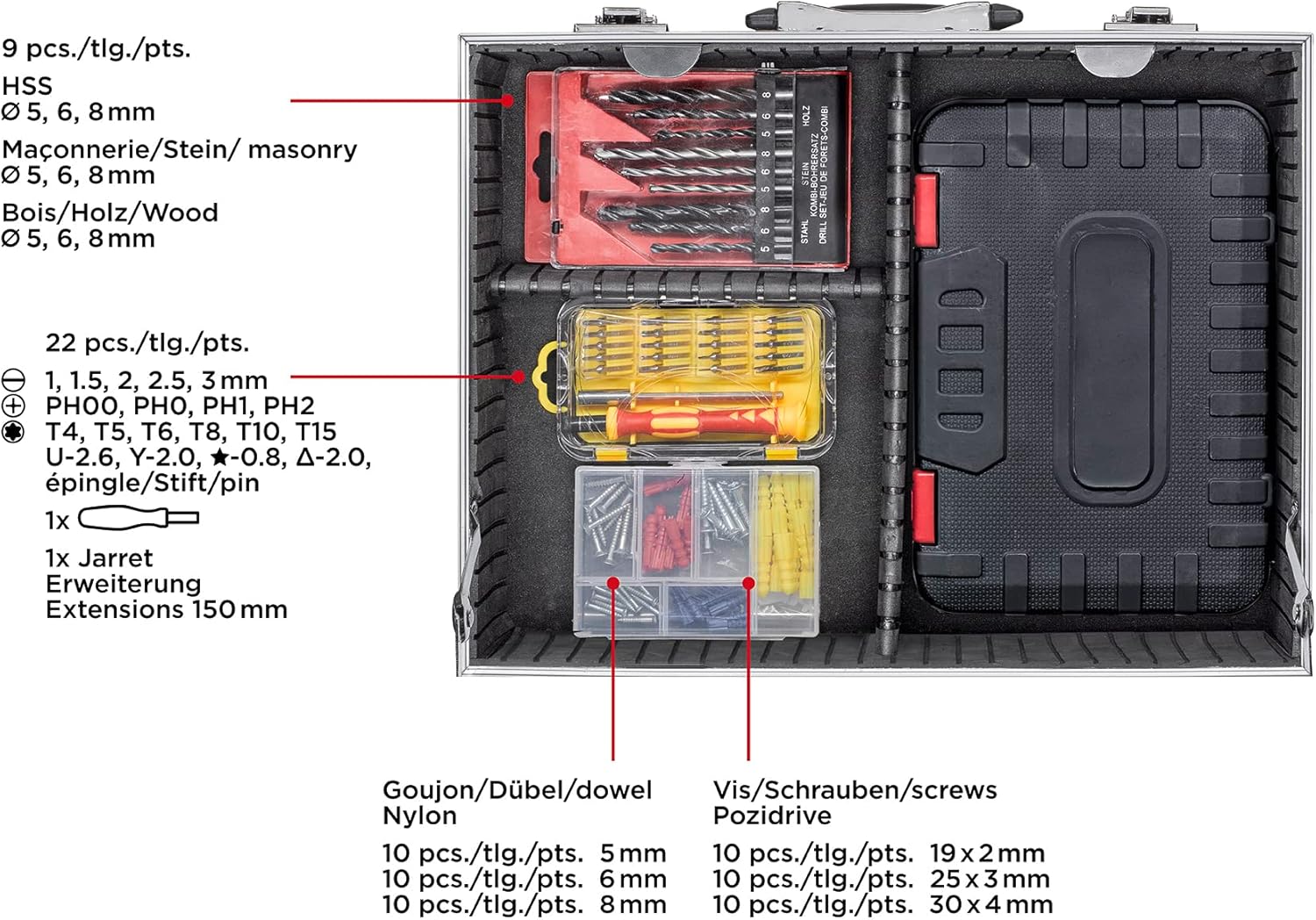 🔥 Angebote & Aktionen – kwb Tool box made of robust aluminium including 199 pieces high-quality tool set as a perfect basic equipment for the home, workshop or mobile use – Bild 7