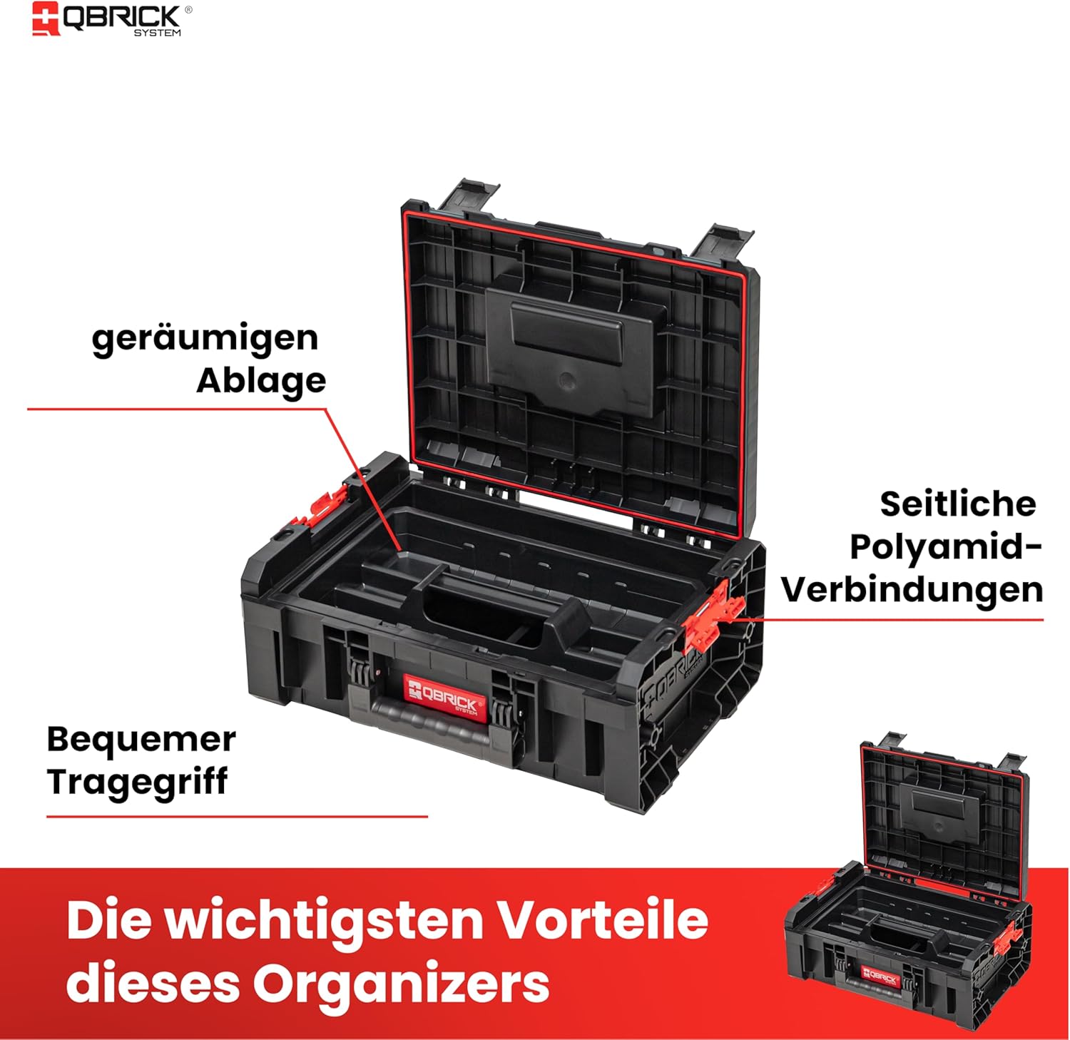🔥 Angebote & Aktionen – Qbrick System Pro Technician Case 2.0 Tool Box Empty Tool Box Transport Case 450 x 332 x 171 mm Black Red – Bild 4