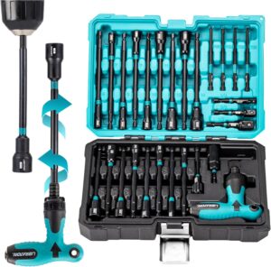 🚗 KFZ & Werkstatt – LIBRATON 27-Piece Magnetic Socket Long Set 1/4 Inch with Ratchet T-Handle, Metric and SAE Long Socket Wrench, Hex Socket, Socket Adapter Wing Nut Screwdriver, Bit Holder