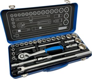 🚗 KFZ & Werkstatt – Kraftwelle 1/2 Inch Ratchet Box 26-Piece Socket Spanner Set Tool Box with Ratchet 72 Teeth Socket Set 8-36 mm Joint Lever 430 mm Fine-Toothed