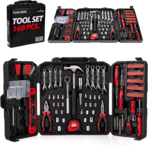 🔥 Angebote & Aktionen – LEHMANN Filled Tool Box - 168-Piece Tool Set - Robust Tool Box with Carry Handle - Tools with Rubberised Handle - Complete Tool Set Ideal for Workshop and Home