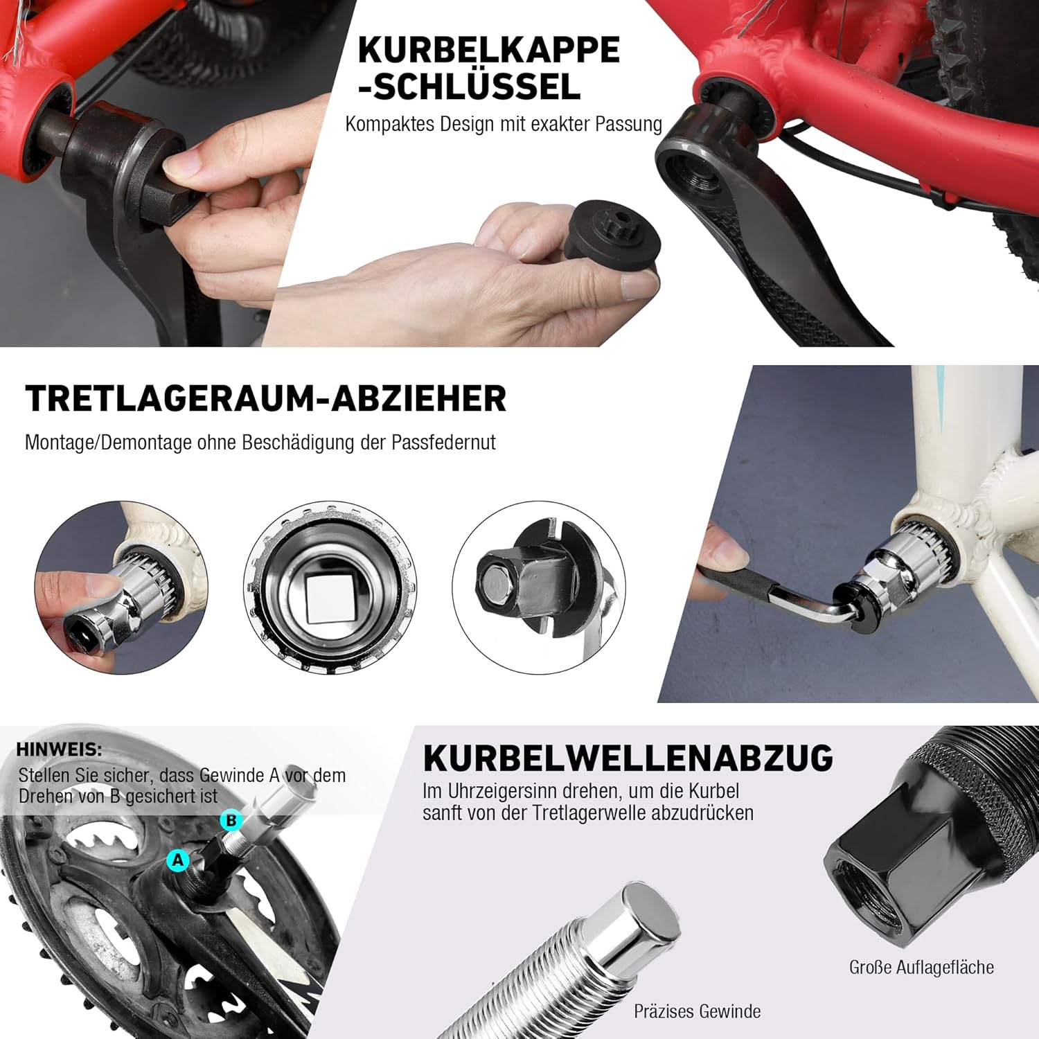 ⚒️ Bau & Montage – DURATECH Fahrradreparaturset 31-teilig mit Werkzeugkasten, tragbares Fahrradwerkzeugset für Fahrradkettenpedal-Reifenmontagereparaturen – Bild 7
