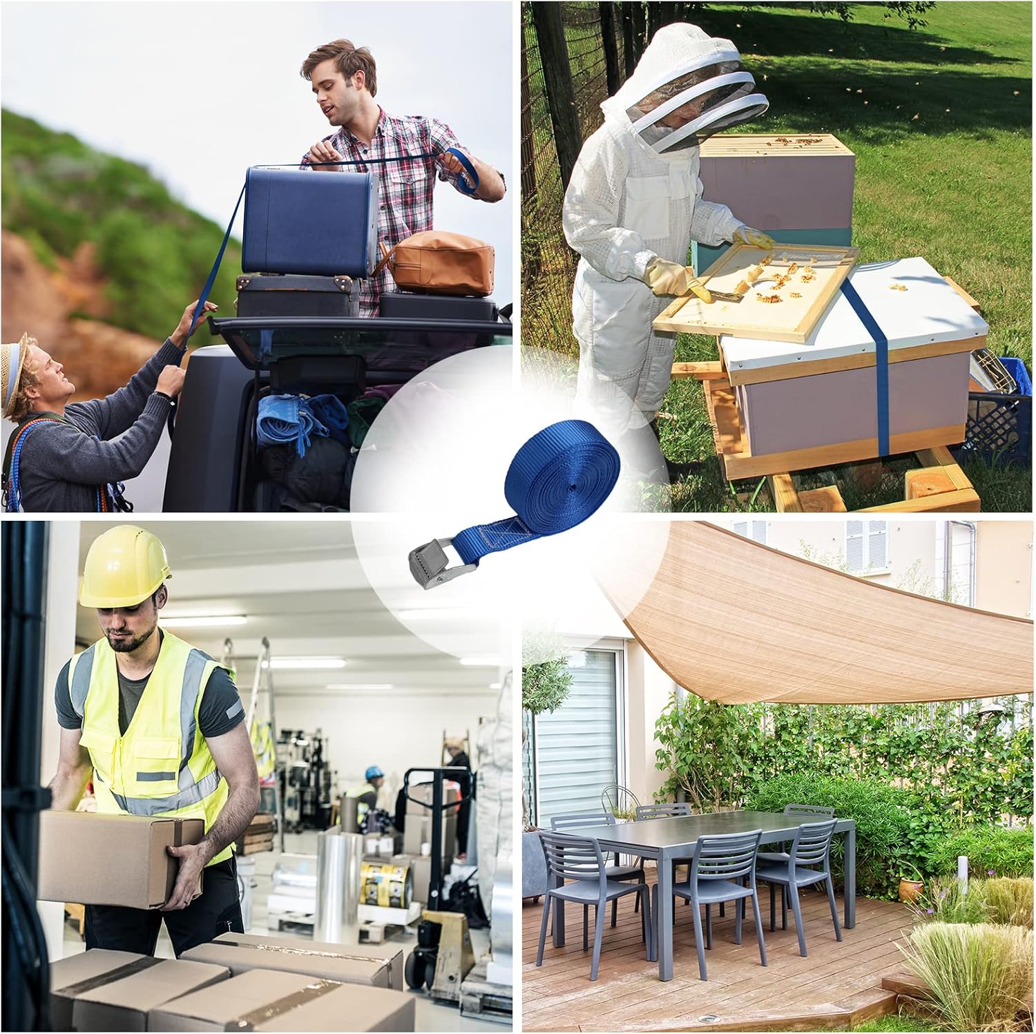 🚗 KFZ & Werkstatt – Lashing Strap Lashing, Strap Fastening, Strap Clamp, Fastening Straps in Various Lengths and Quantities, Maximum Load 250 kg, DIN EN 12195-2 – Bild 7