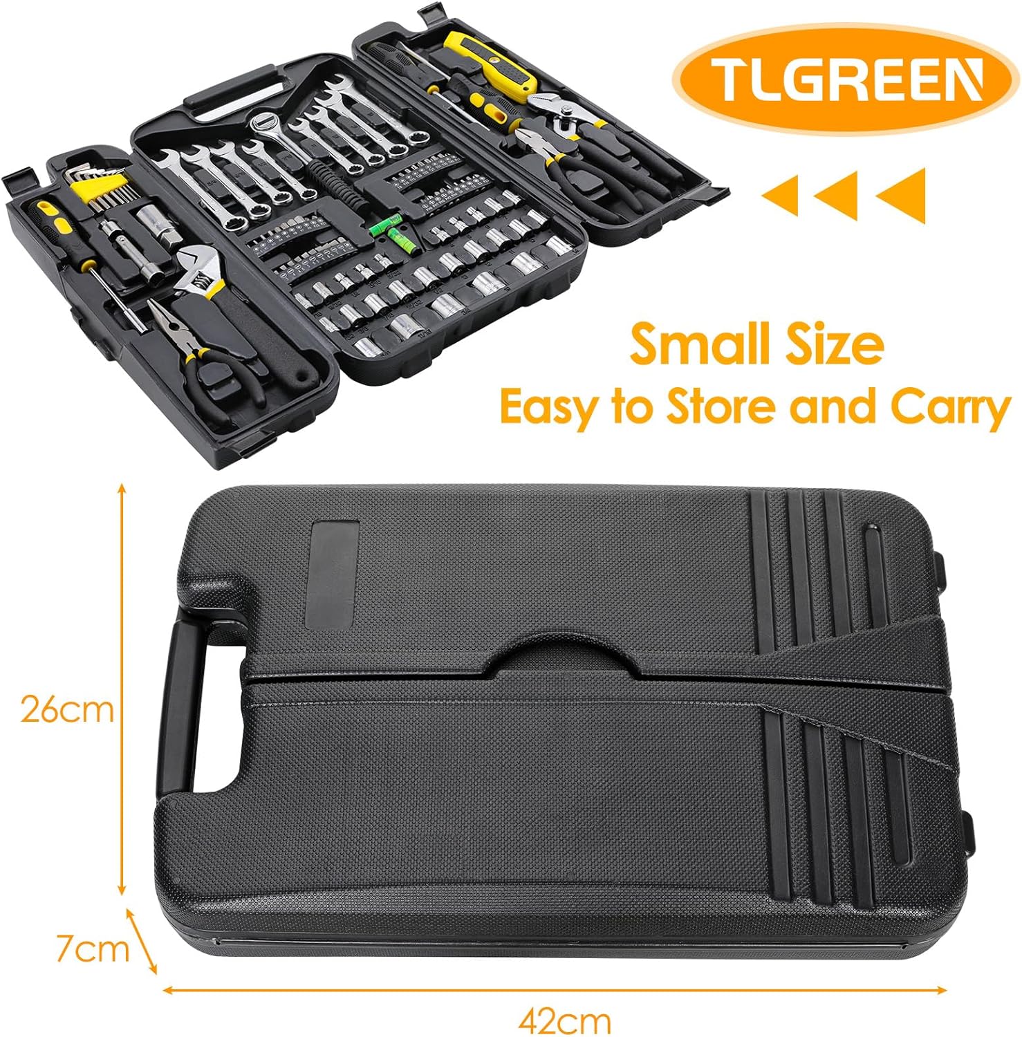 🔥 Angebote & Aktionen – TLGREEN Tool Box 95-Piece Tool Set in Sturdy Plastic Case, Tool Box Household Tool Set with Ratchet Socket Spanner Set, Tool Box Gift for Men / Dad – Bild 3