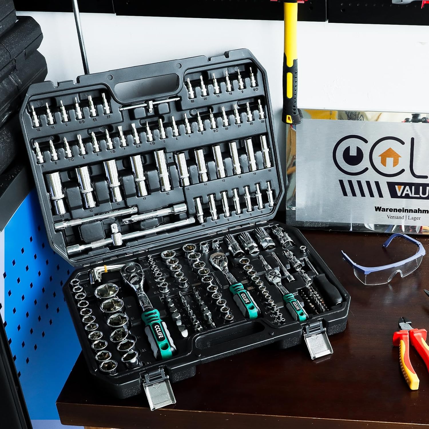 🚗 KFZ & Werkstatt – CCLIFE 187-Piece Socket Spanner Set Cr-V Ratchet Case Tool Case 72 Teeth 1/2 Inch 1/4 Inch 3/8 Inch Hexagonal Socket Spanner Insert Torx Slotted Phillips Pozidrive Bit Socket Spanner Inserts – Bild 7