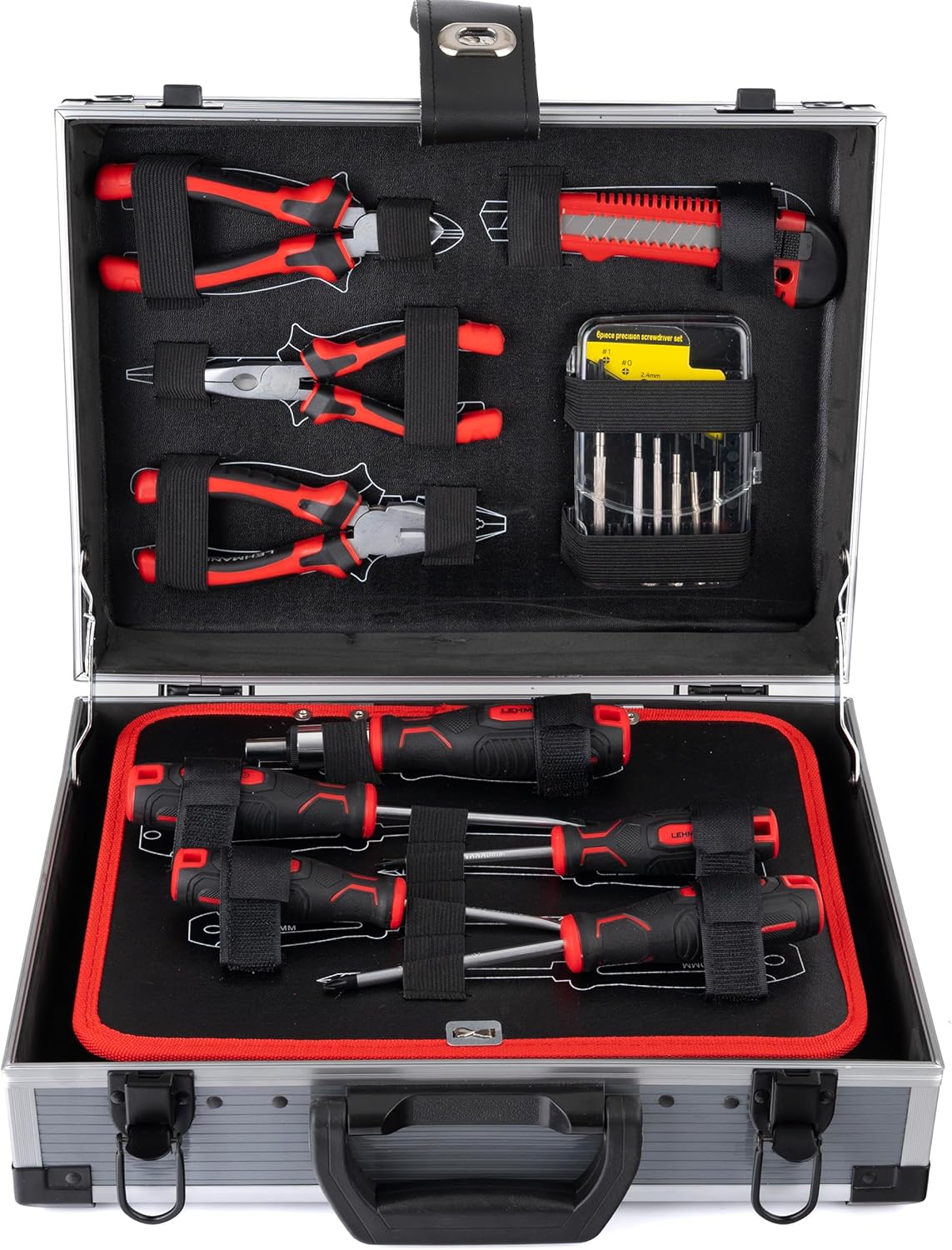 🔥 Angebote & Aktionen – LEHMANN Filled Tool Box - 88-Piece Tool Set - Robust Aluminium Tool Box with Carry Handle - Tools with Rubberised Handle - Complete Tool Set for Workshop, Garage and Household – Bild 8