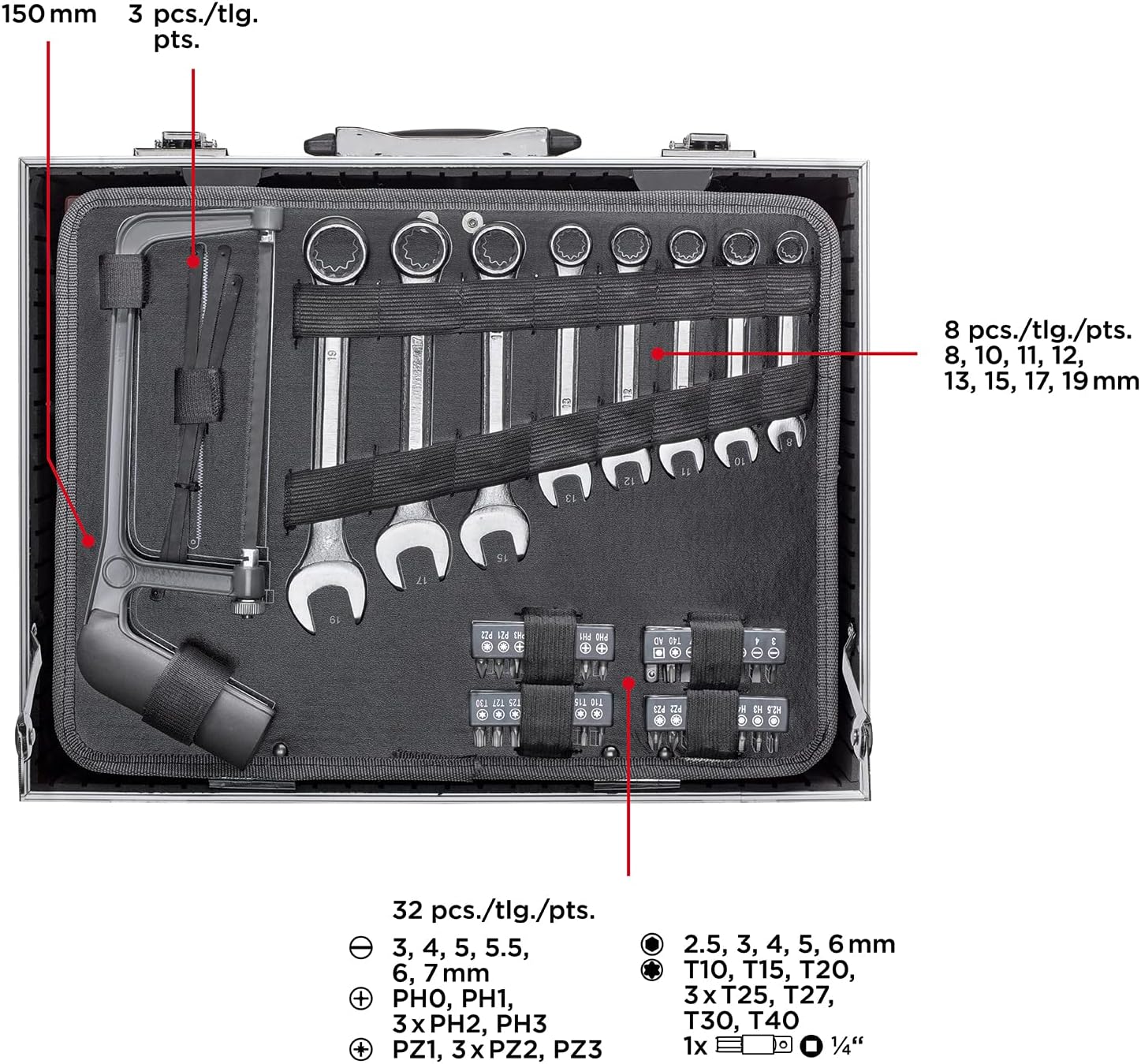 🔥 Angebote & Aktionen – kwb Tool box made of robust aluminium including 199 pieces high-quality tool set as a perfect basic equipment for the home, workshop or mobile use – Bild 5