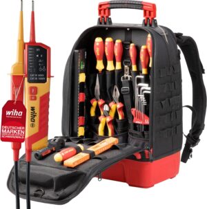 ⚡ Elektro & Technik – Wiha Elektriker-Werkzeugrucksack 27-teilig inkl. Wiha Spannungs- und Durchgangsprüfer I Elektriker-Werkzeugset I Spannungsprüfer zweipolig