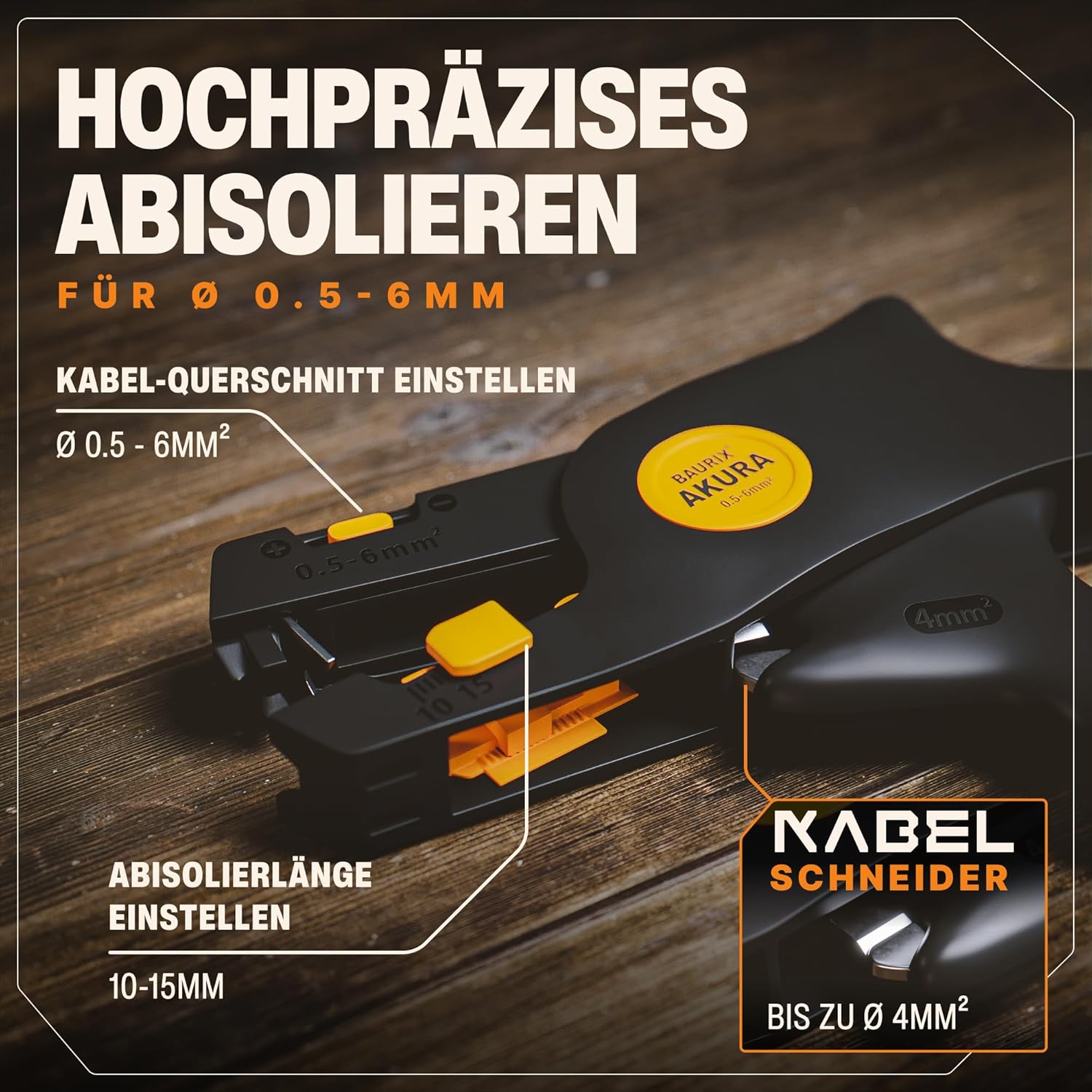 ⚡ Elektro & Technik – BAURIX® Crimpzangen-Set mit 1800er Aderendhülsen-Set und Abisolierzange, selbsteinstellend für 0,25-10 mm², Crimpzange, Modell: Perseus (4-kant) – Bild 5