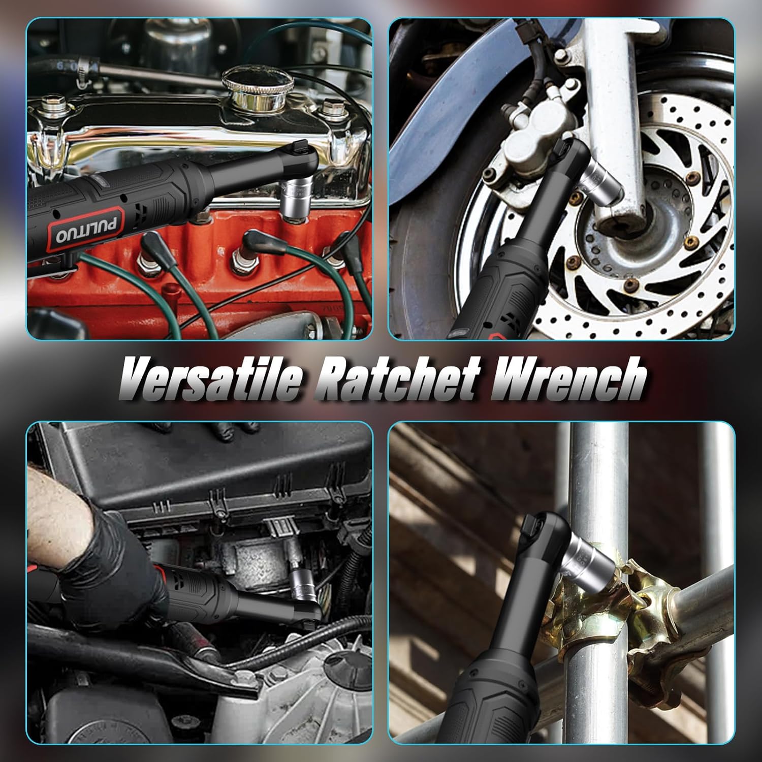 🚗 KFZ & Werkstatt – PULITUO 12 V 3/8 Inch Extended Neck Electric Ratchet Wrench Set, 40 Ft-lbs Extended Battery Ratchet Wrench Kit with 2 x 2.0 Ah Batteries & Quick Charge, 300 RPM Wireless Ratchet with 10 Inserts – Bild 8