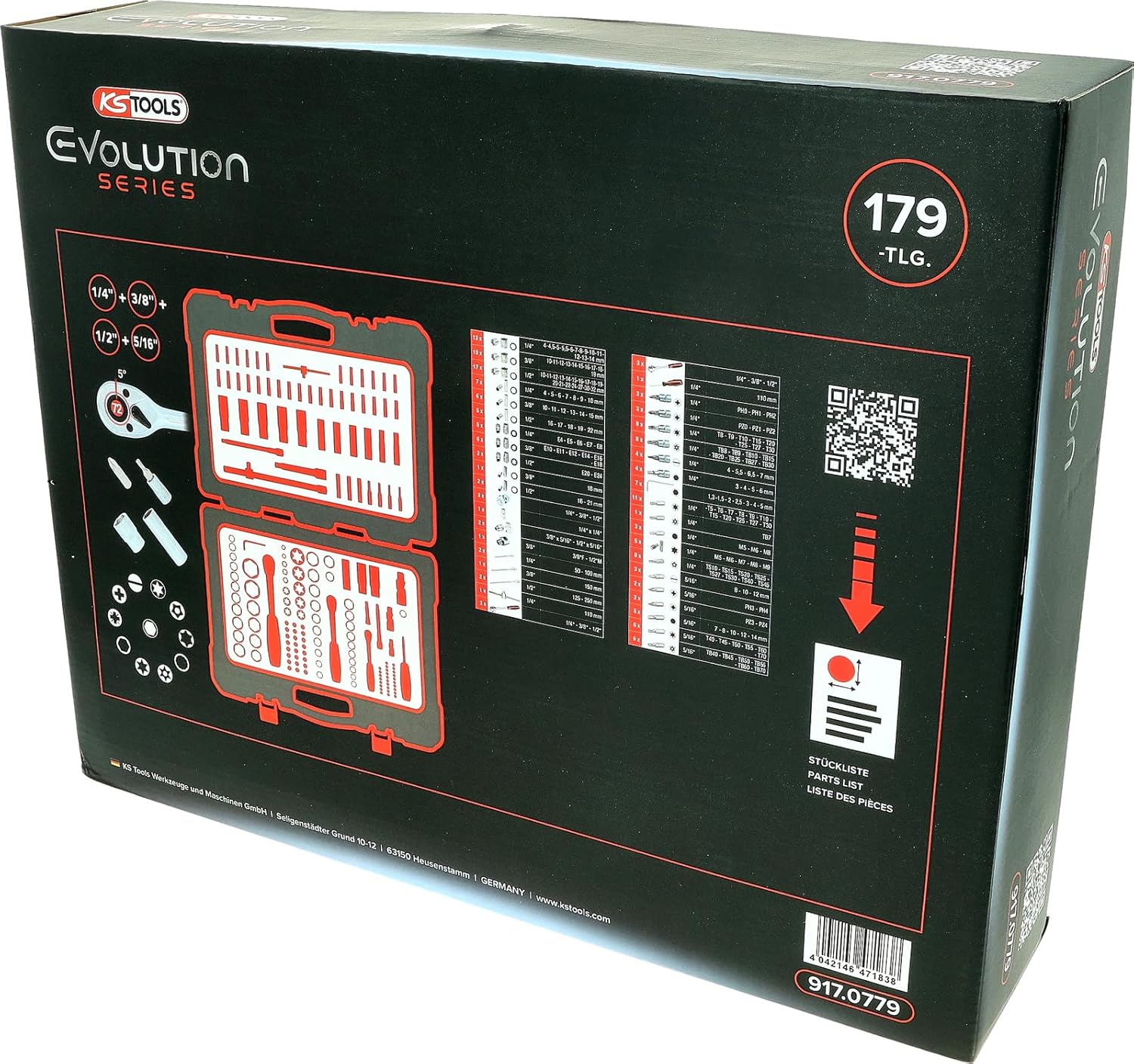 🚗 KFZ & Werkstatt – KS Tools 917.0779, 179-piece Socket Set - 1/4 Inch / 6.35 mm + 3/8 Inch / 9.5 mm + 1/2 Inch / 12.7 mm – Bild 4