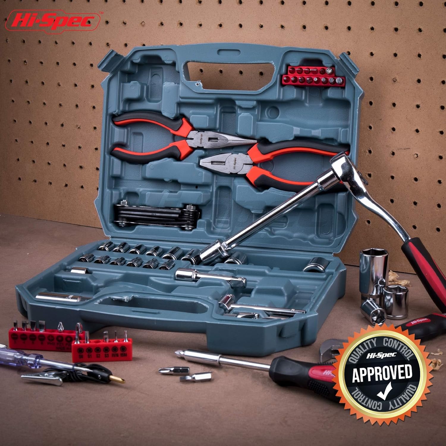 🚗 KFZ & Werkstatt – Hi-Spec Car Motorcycle Bike Scooter Tool Box - Filled with Ratchets 72 Teeth Socket Set Pliers and Screwdrivers - Car Repair Tool – Bild 7