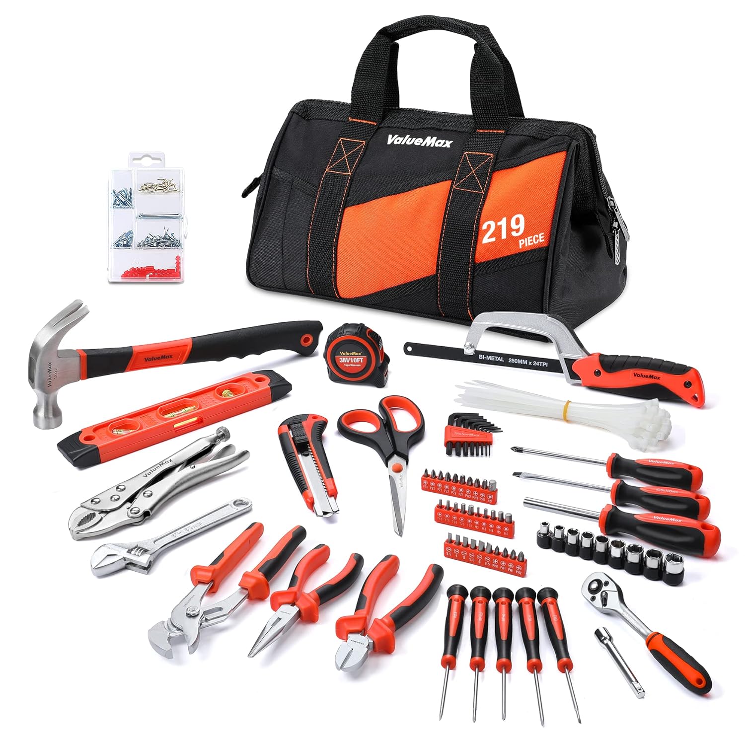 🔥 Angebote & Aktionen – ValueMax Tool Set 219 Pieces, Tool Bag, Daily Tools, Tool Set for Household, DIY, DIY and Mechanics for Home Repairs or Professional Work