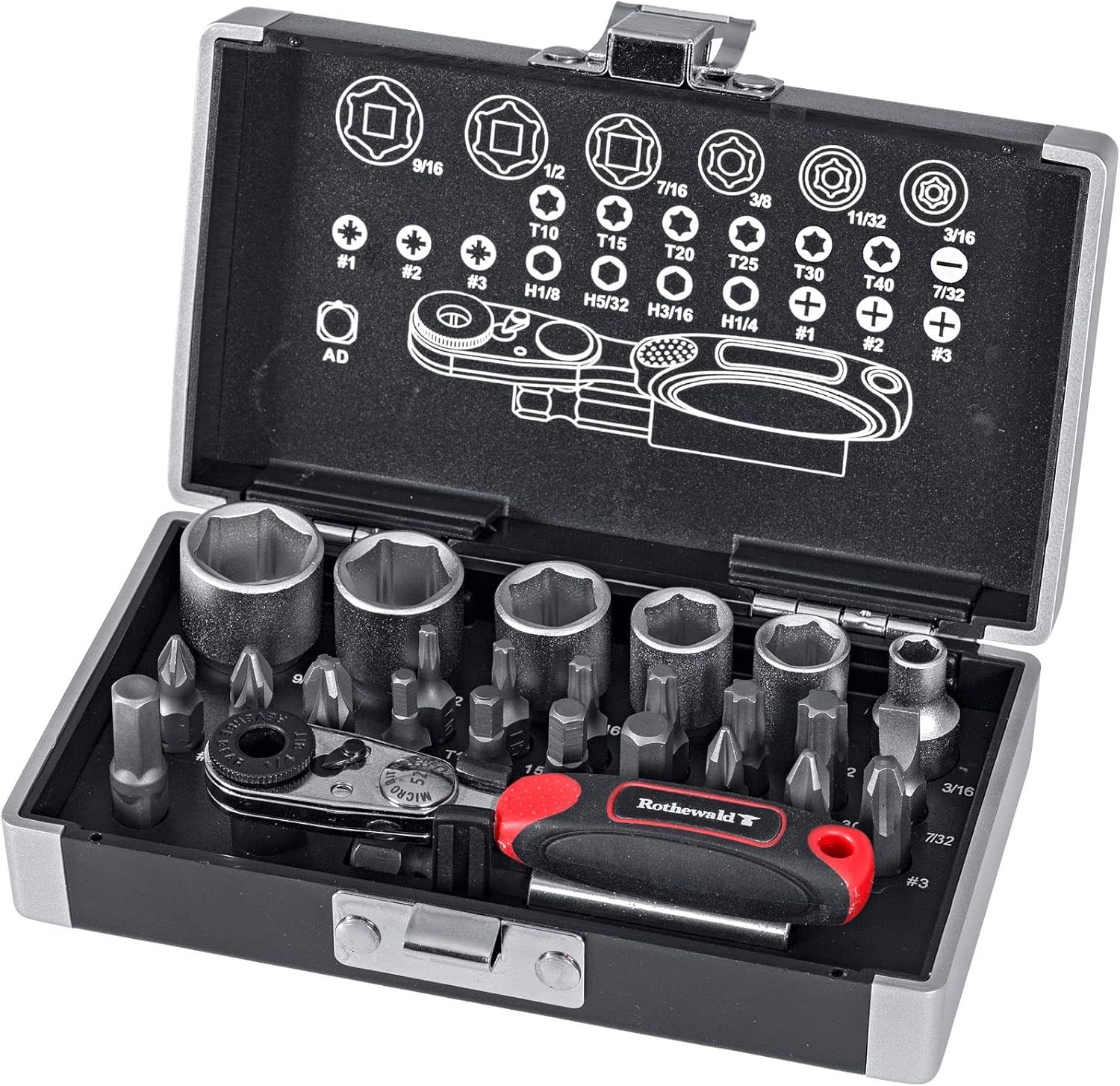 🚗 KFZ & Werkstatt – Mini Ratchet Set, Inch 26 Pieces, Motorcycle Inch Board Tool, Ratchet & Bit Set, Ideal for US Vehicles on Tours & Travel, Mini Tool Box Filled