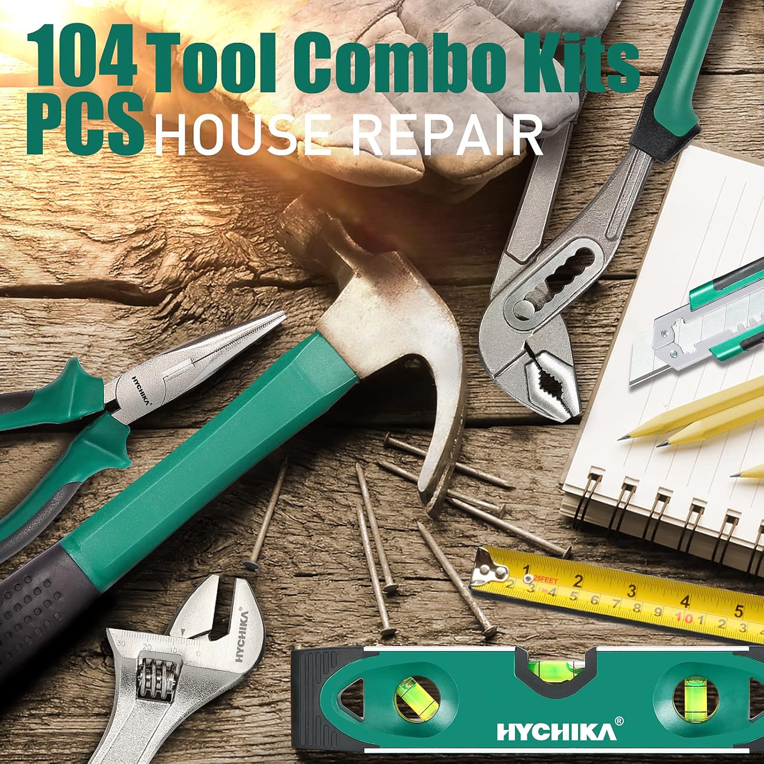 🔥 Angebote & Aktionen – HYCHIKA DIY Tool Box Filled Professional with Battery Drill 30 Nm + 104 Pieces High-Quality Household Universal Tool Set + Practical Tool Box Packaging for Repairs and Maintenance – Bild 4