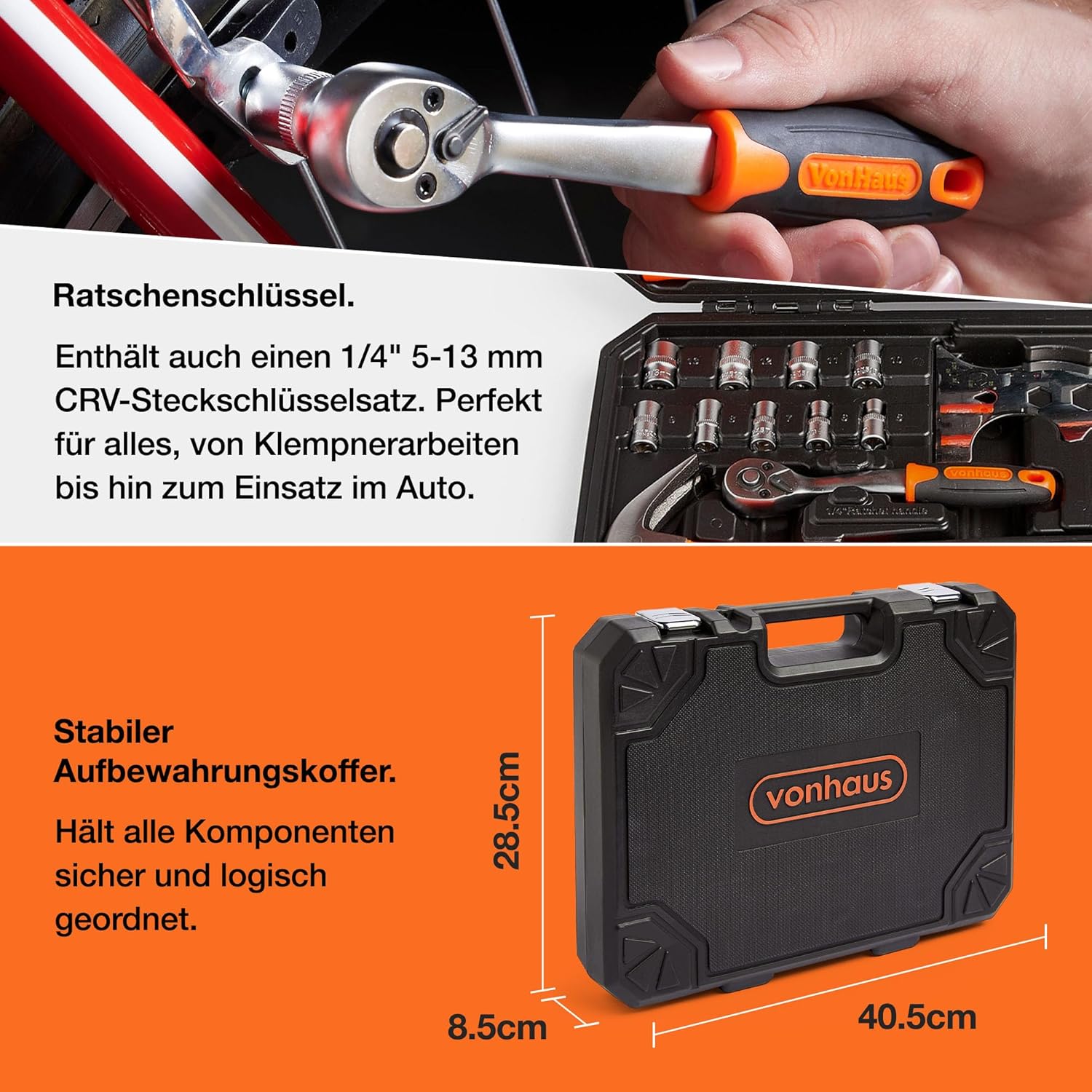 ⚡ Elektro & Technik – VonHaus Werkzeugset – Ultimativer 120-teiliger Werkzeugkasten – inklusive Werkzeug, LED-Taschenlampe, Inbusschlüssel, 3M-Maßband und mehr – DIY-Set, perfekt für Anfänger – mit Werkzeugkasten – Bild 8