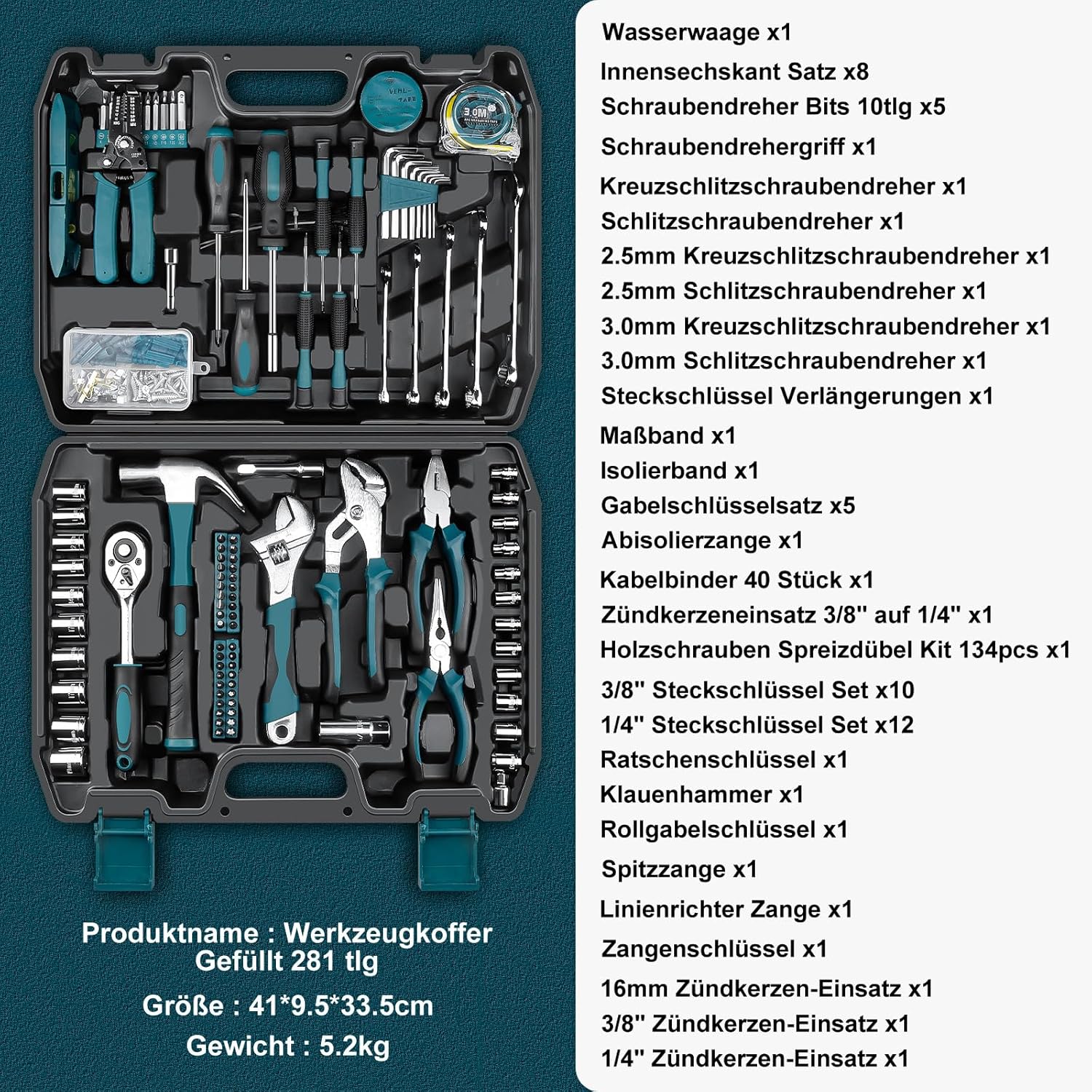 🔥 Angebote & Aktionen – Sundpey Tool Box Filled 281 Pieces - Portable Complete Tool Sets for Men and Women Tool Box with Socket Wrench Set – Bild 2