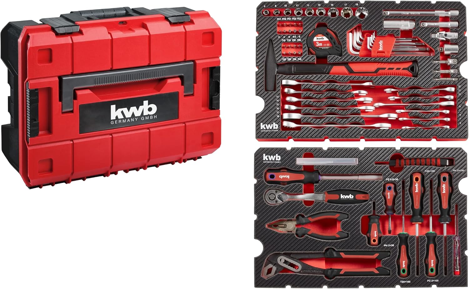 ⚡ Elektro & Technik – kwb 80-teiliges Einhell E-Case-kompatibles, robustes und hochwertiges Werkzeugkoffer-Set, ideal für Haushalt oder Garage, gepolstert mit Werkzeugeinsätzen und Schaumstoffdeckel
