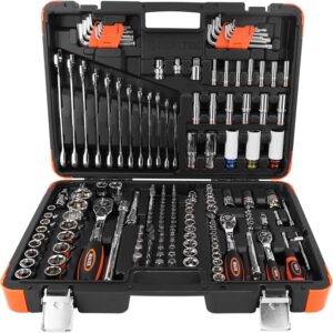 🚗 KFZ & Werkstatt – REALTEK Socket Spanner Set 178 Pieces, 1/2 Inch 1/4 Inch 3/8 Inch Socket Spanner Set, Ratchet Box, Tool Box with Ratchets, Socket Spanner and Bit Set, Cr-V Ratchet Wrench Set for Bicycles and Cars