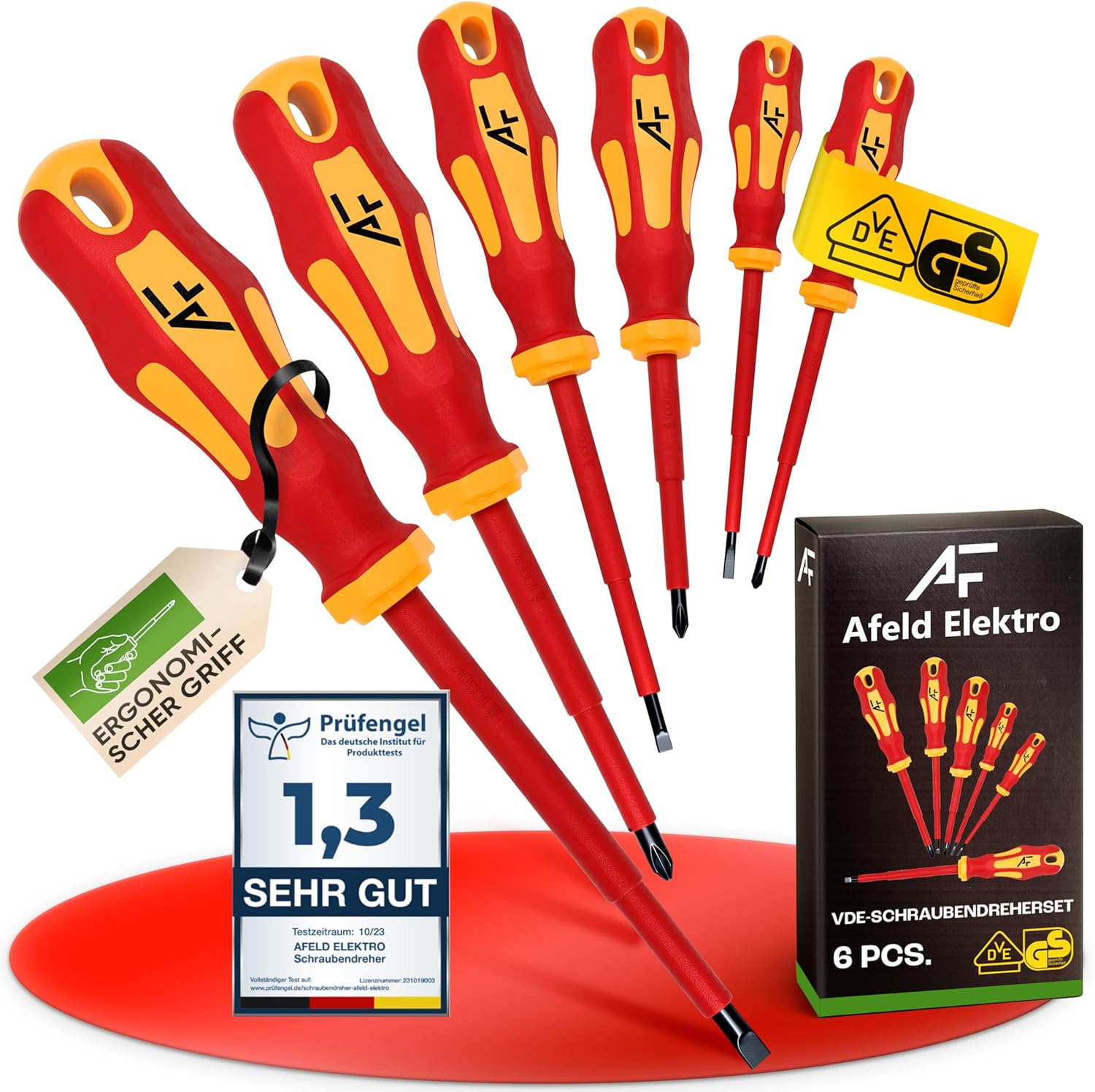 ⚡ Elektro & Technik – VDE-Magnet-Schraubendreher-Set – 6-teilig – 2 Kreuz – 4 Schlitz – isoliert bis 1000 V – aus S2-Stahl in Industriequalität