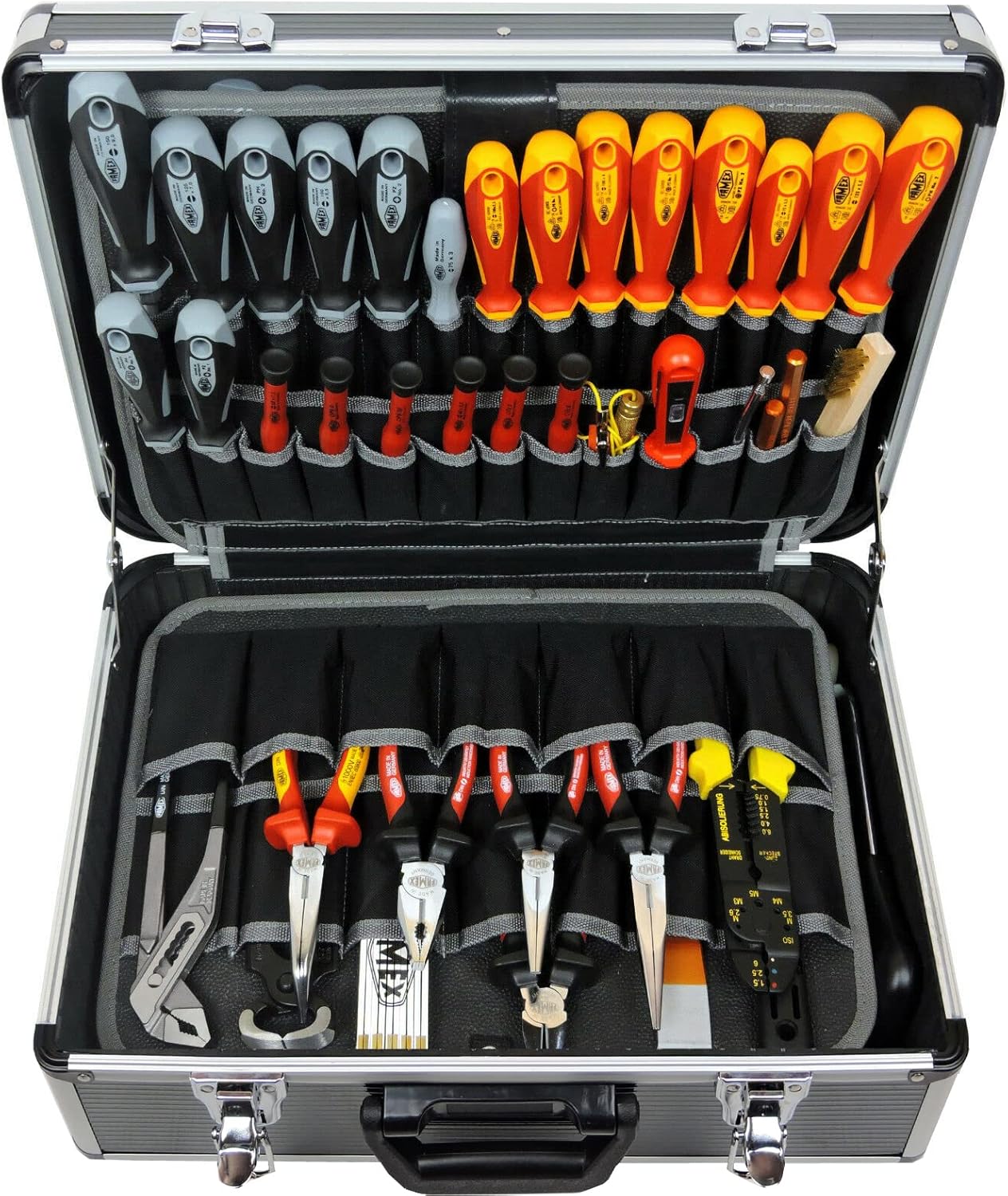 🔥 Angebote & Aktionen – FAMEX 440-L Tool Box with 2 Pallets with 56 Pockets - Compartments in Case Base - Empty, without Tools